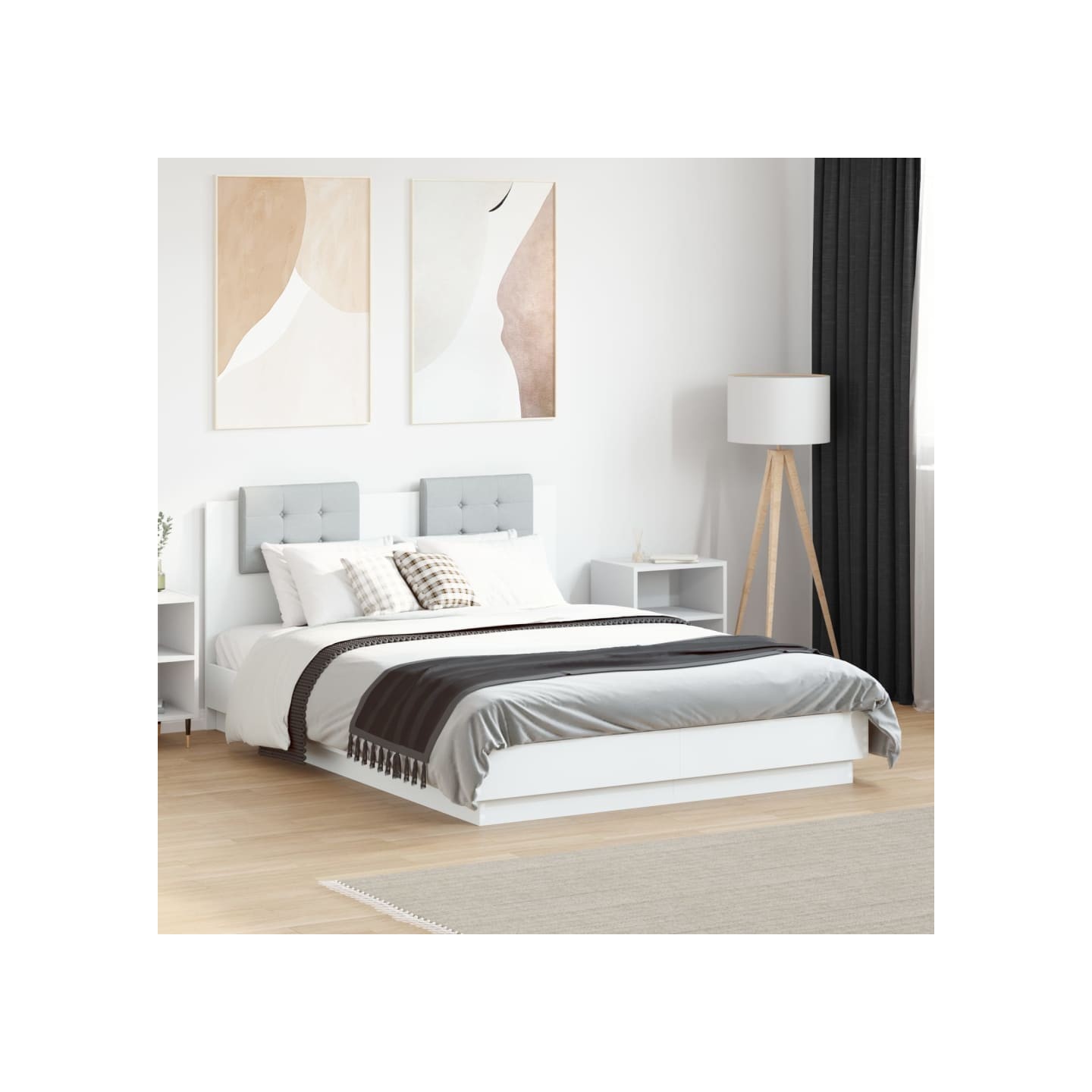 Cadre de lit sans matelas blanc 135x190 cm