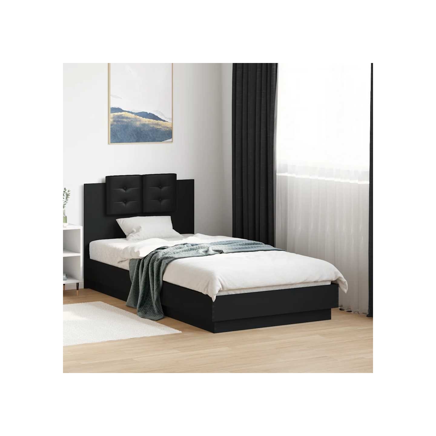 Cadre de lit sans matelas noir 90x190 cm