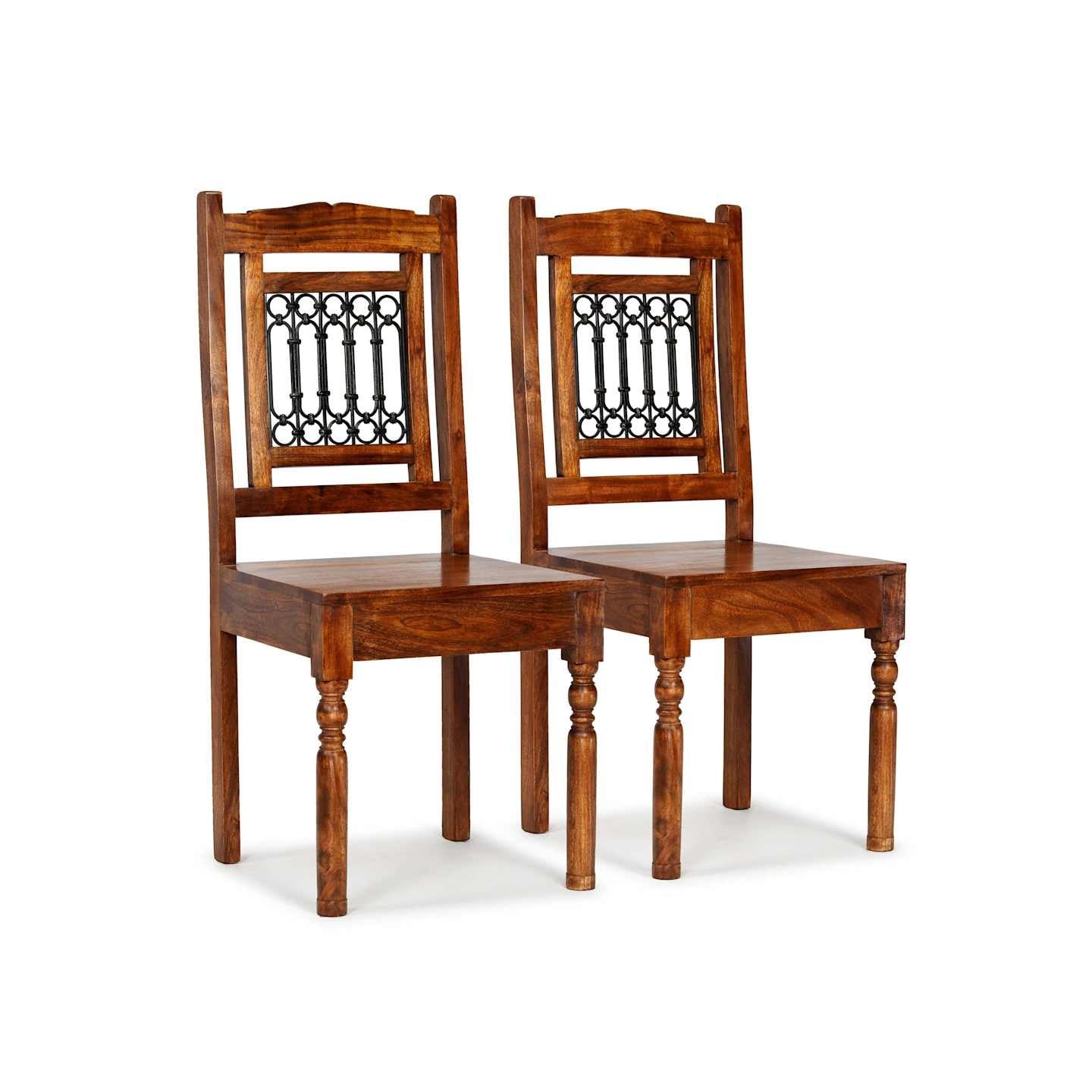 Chaises à manger lot de 2 Bois finition couleur miel classique
