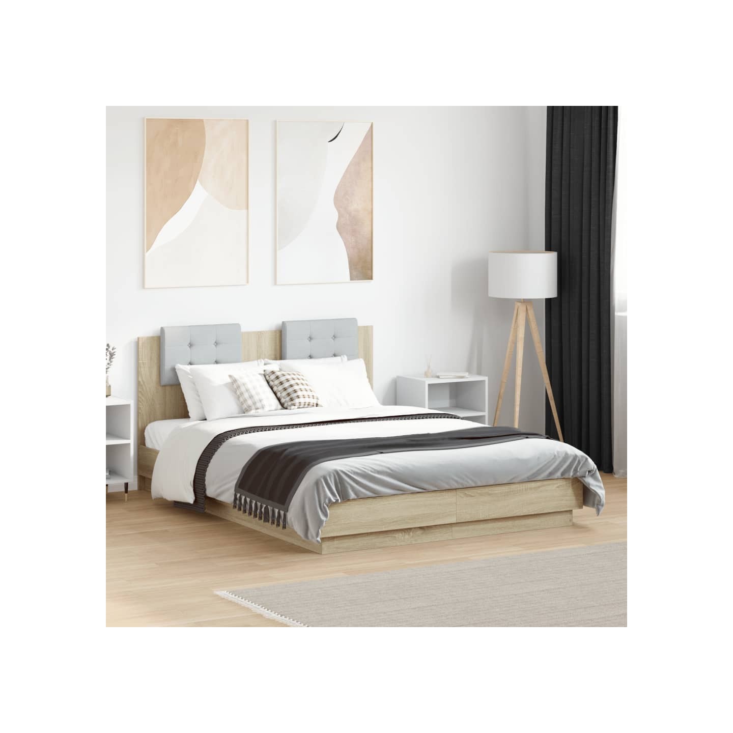 Cadre de lit sans matelas chêne sonoma 135x190 cm