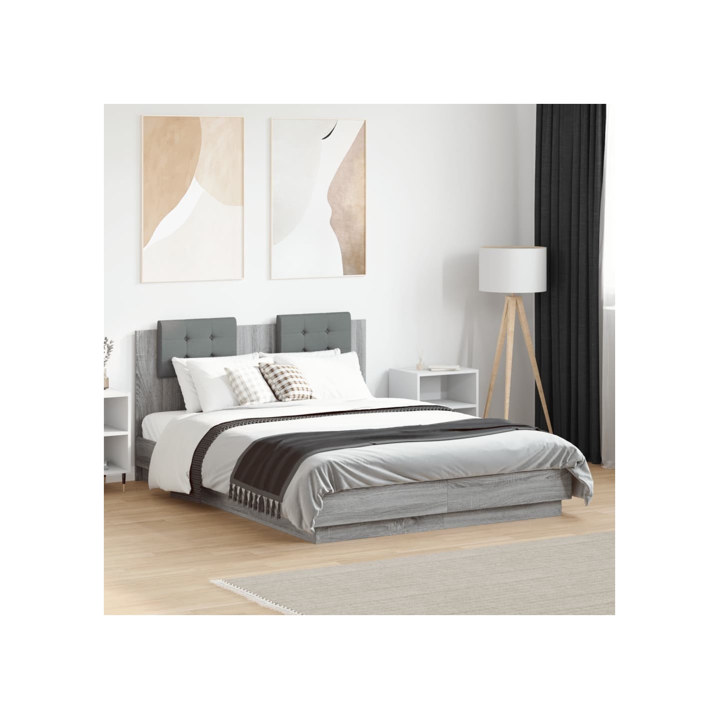 Cadre de lit sans matelas sonoma gris 135x190 cm