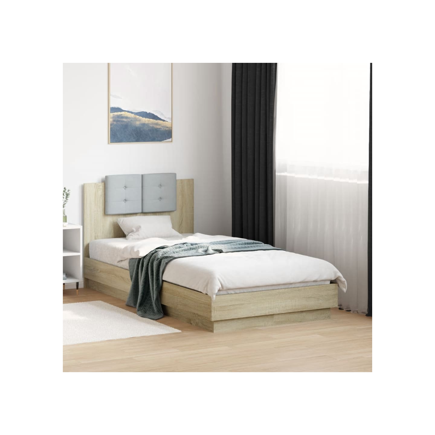 Cadre de lit sans matelas chêne sonoma 75x190 cm