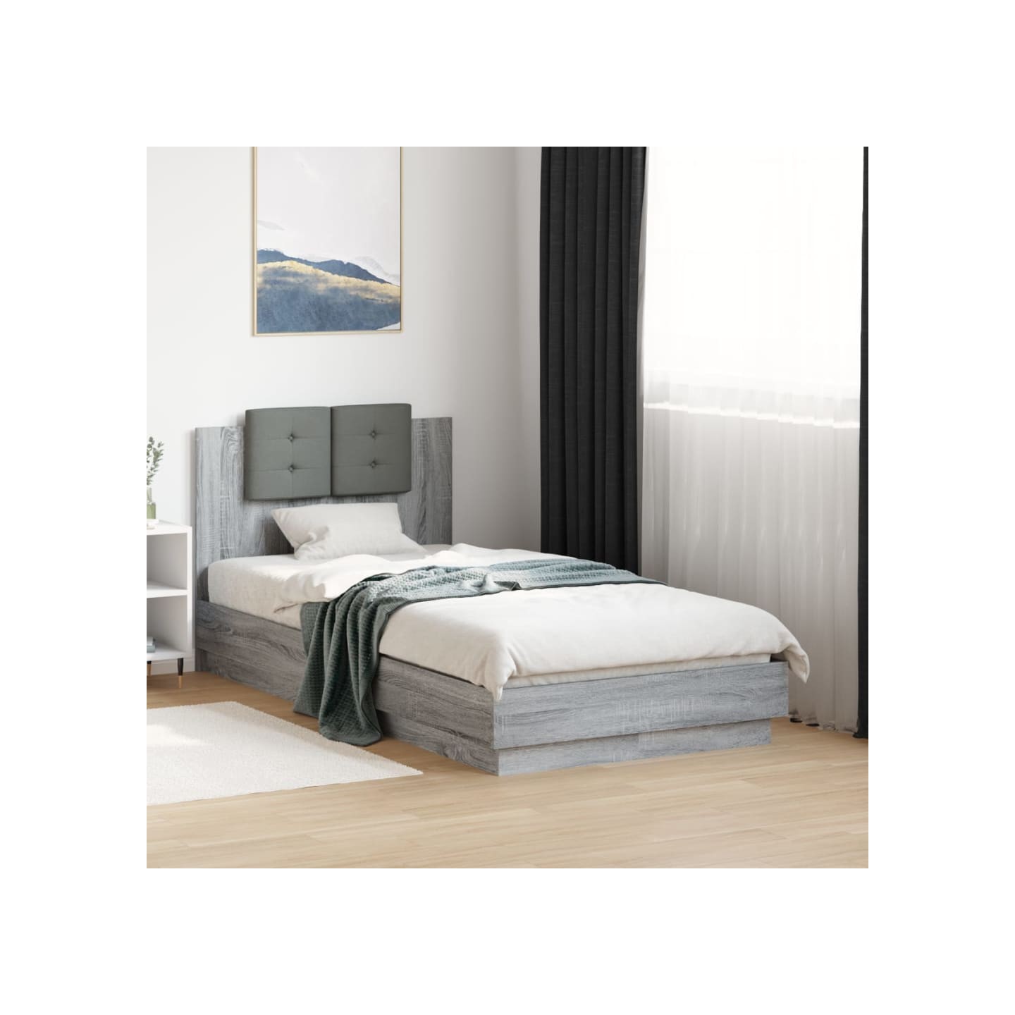 Cadre de lit sans matelas sonoma gris 75x190 cm