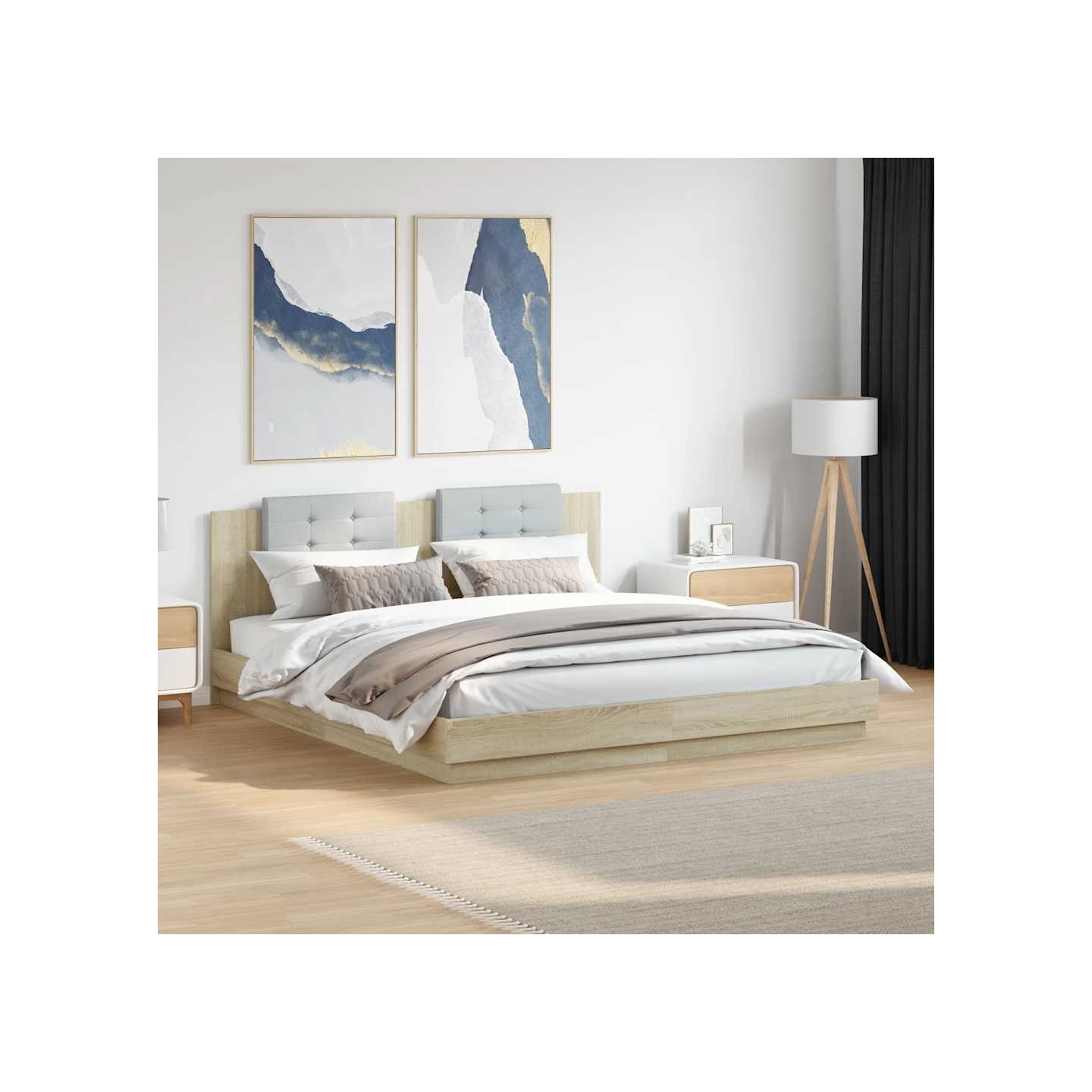 Cadre de lit avec LED sans matelas chêne sonoma 200x200 cm