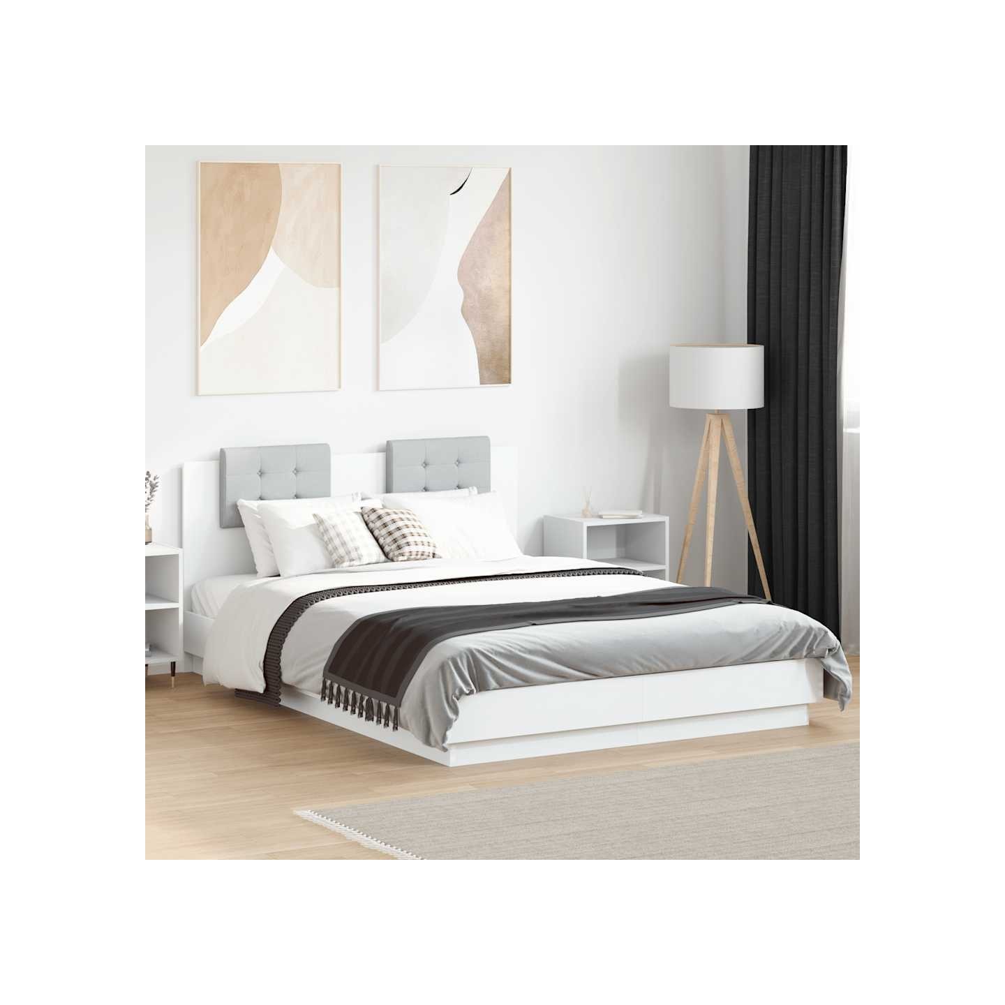Cadre de lit avec LED sans matelas blanc 120x200 cm