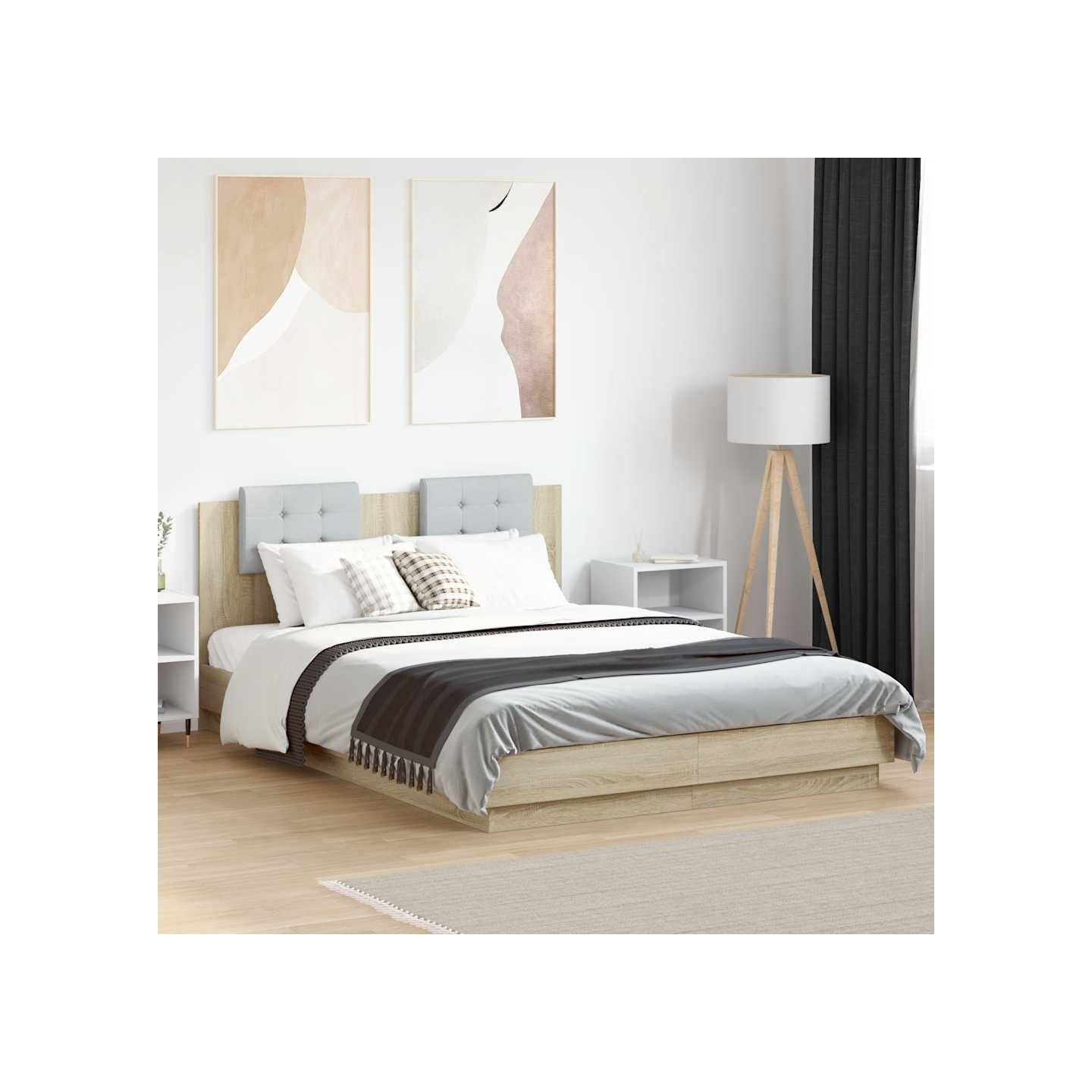 Cadre de lit avec LED sans matelas chêne sonoma 120x200 cm