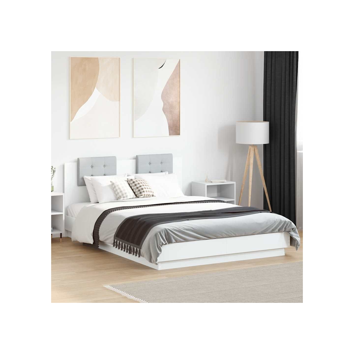 Cadre de lit avec LED sans matelas blanc 150x200 cm