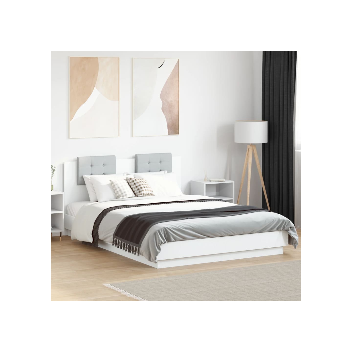 Cadre de lit avec LED sans matelas blanc 140x200 cm