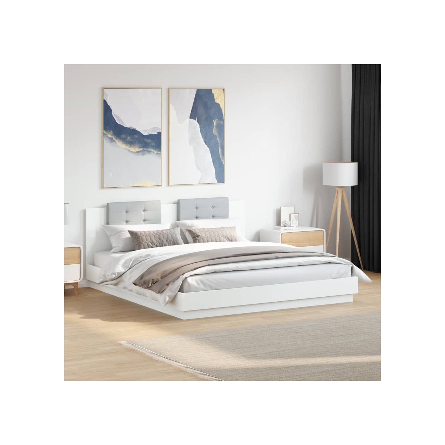 Cadre de lit avec LED sans matelas blanc 180x200 cm