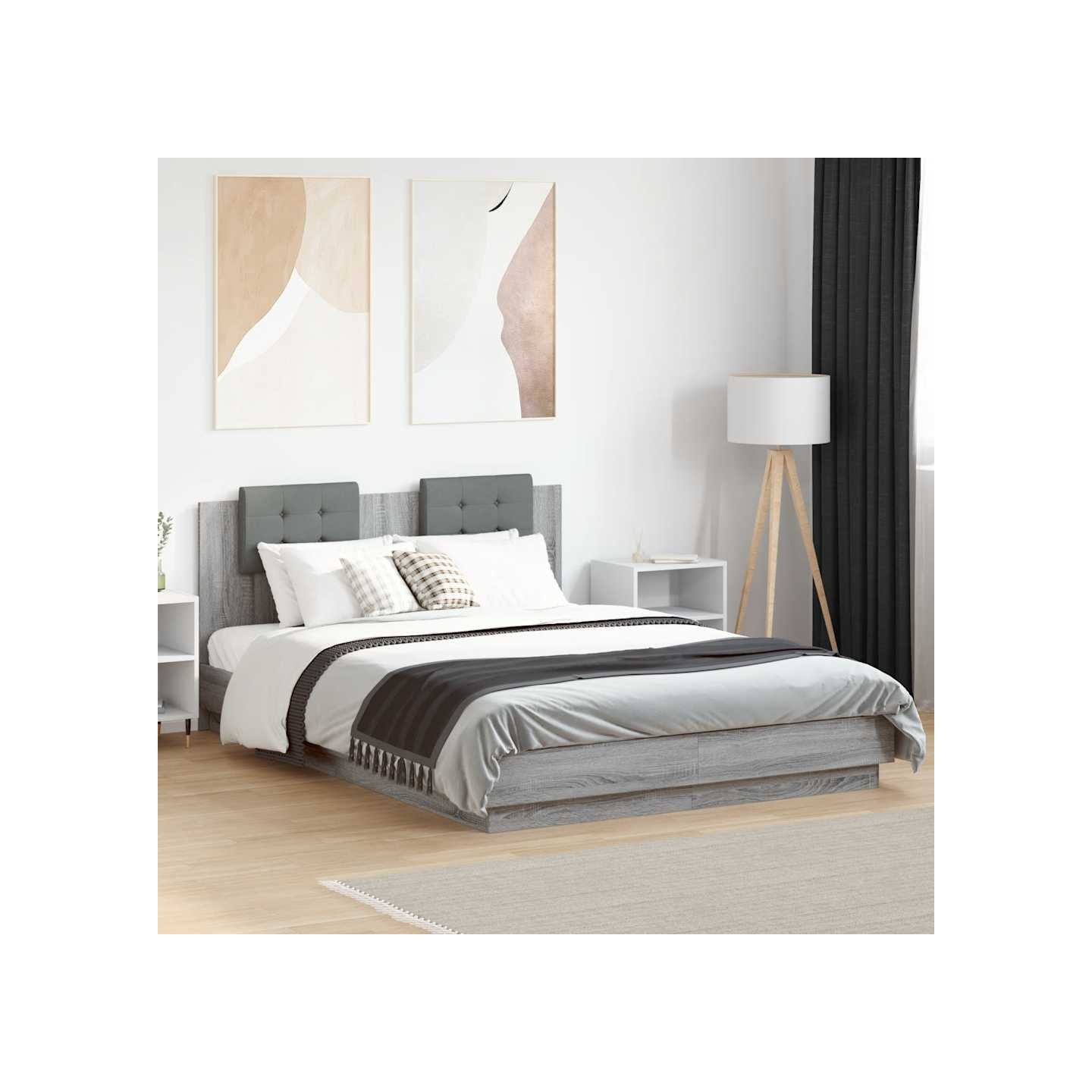 Cadre de lit avec LED sans matelas sonoma gris 120x200 cm