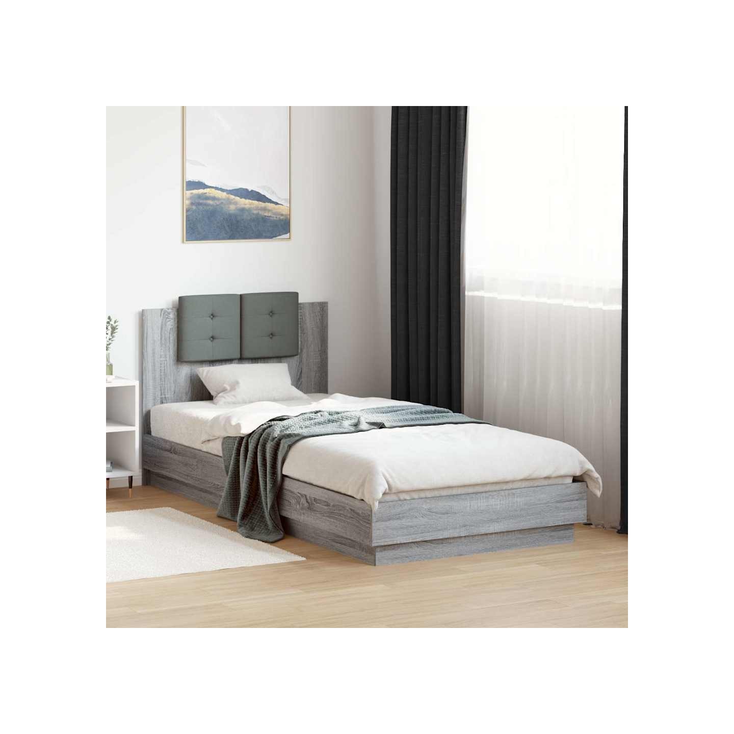 Cadre de lit avec LED sans matelas sonoma gris 90x200 cm