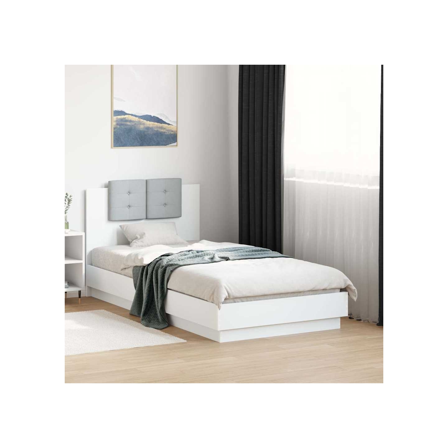 Cadre de lit avec LED sans matelas blanc 90x190 cm
