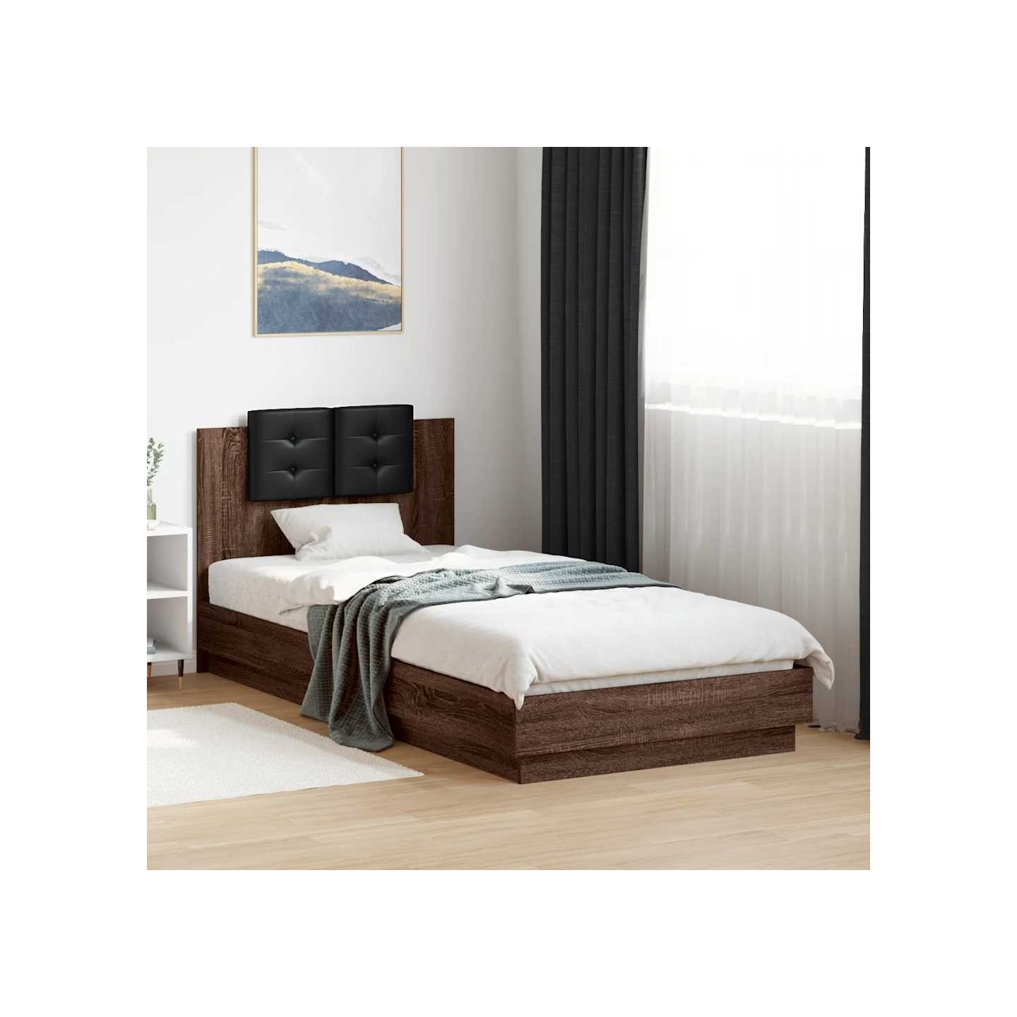 Cadre de lit avec LED sans matelas chêne marron 90x200 cm