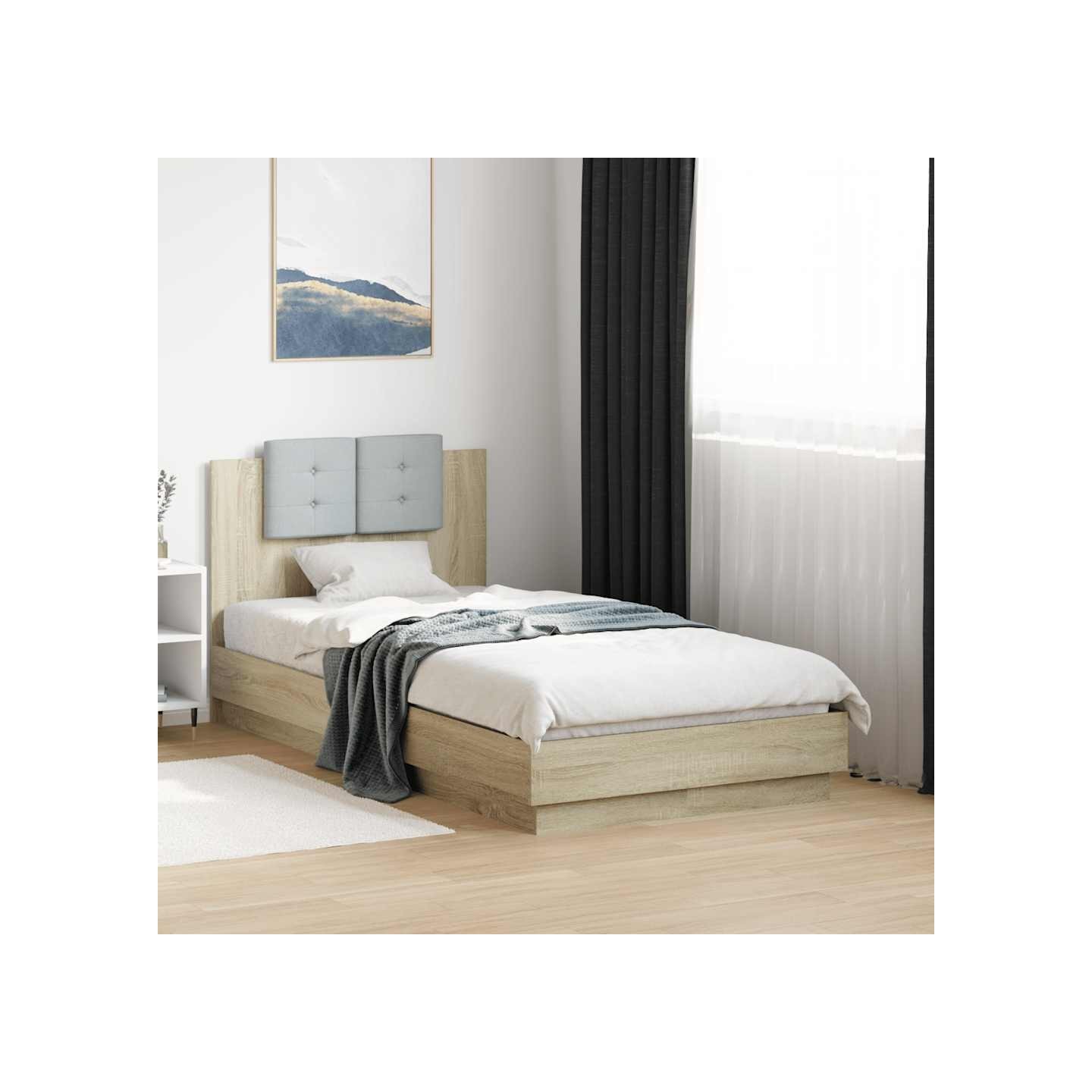 Cadre de lit avec LED sans matelas chêne sonoma 90x190 cm