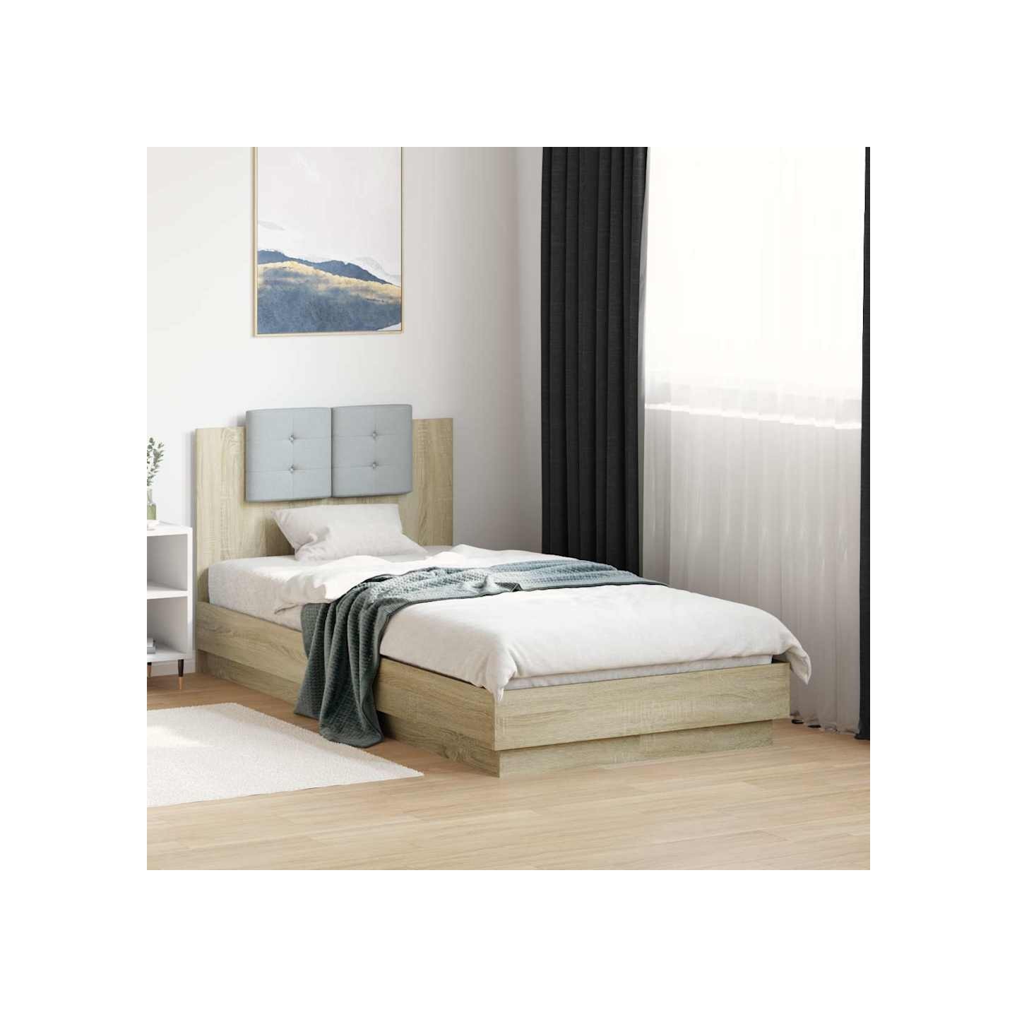 Cadre de lit avec LED sans matelas chêne sonoma 75x190 cm