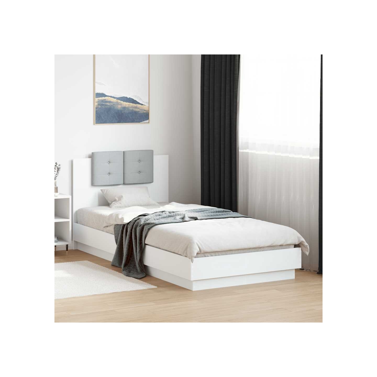Cadre de lit avec LED sans matelas blanc 90x200 cm