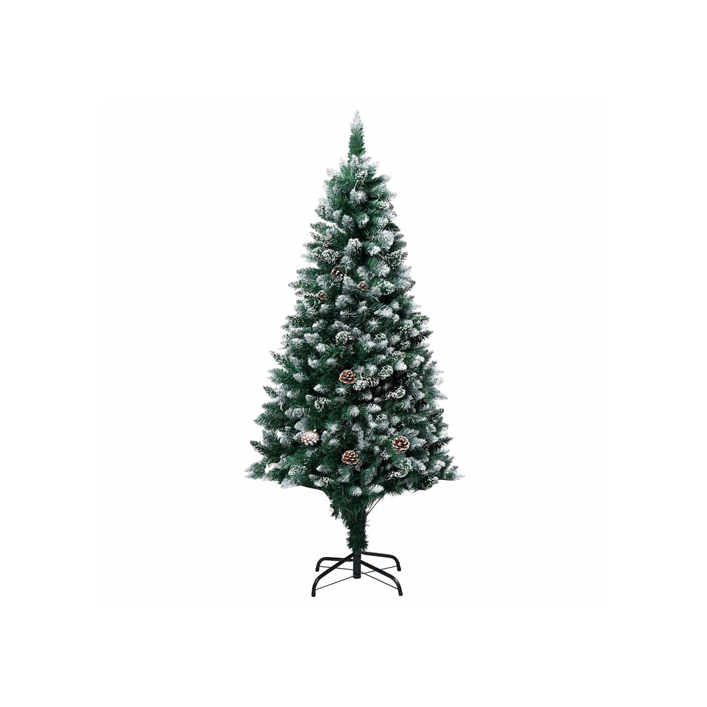 Sapin de Noël avec pommes de pin et neige blanche 180 cm