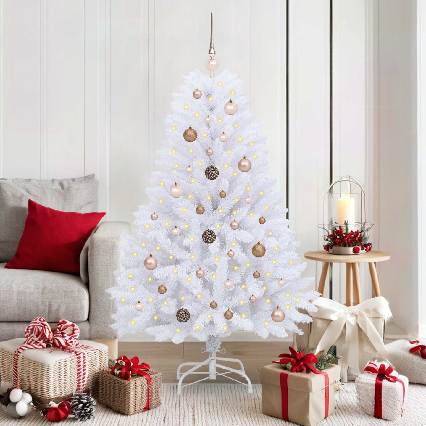 Sapin de Noël artificiel 150 cm PVC et Acier Blanc