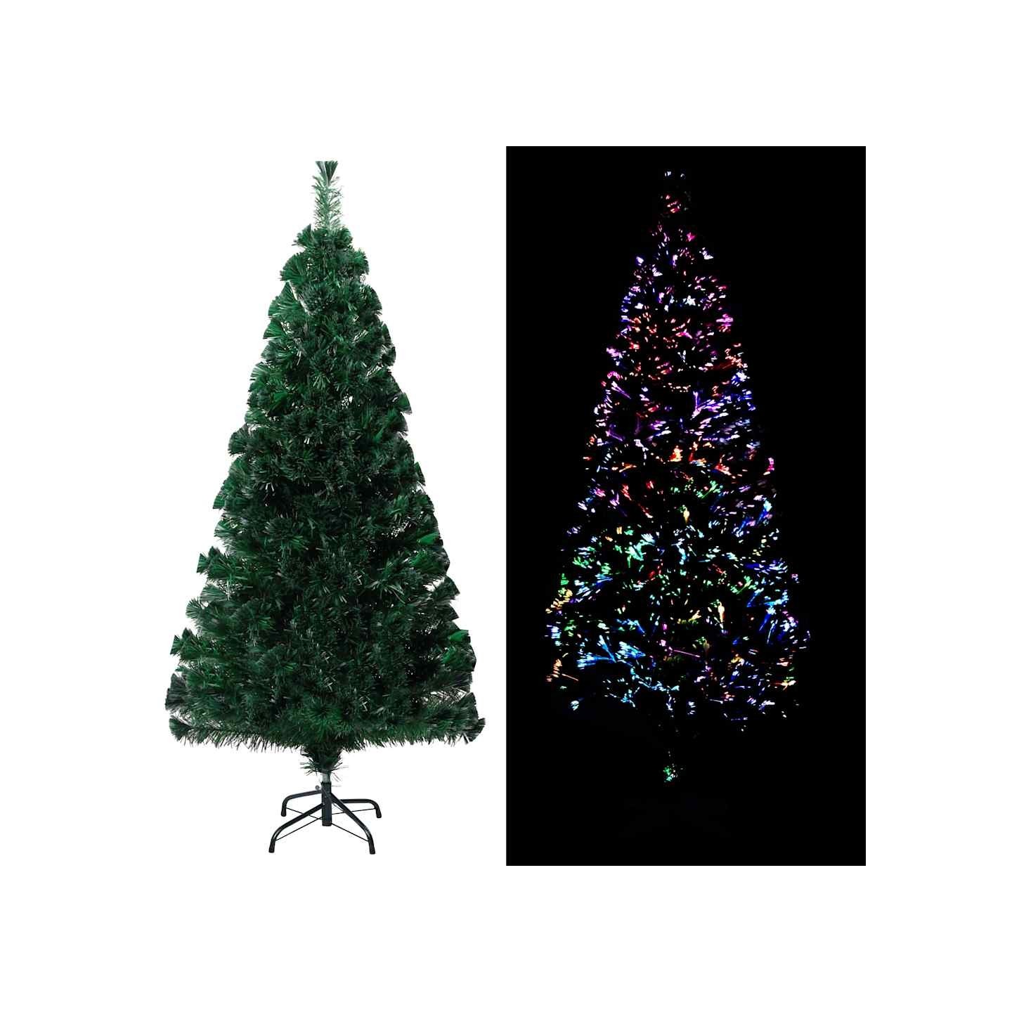 Sapin de Noël artificiel avec support vert 150 cm fibre optique