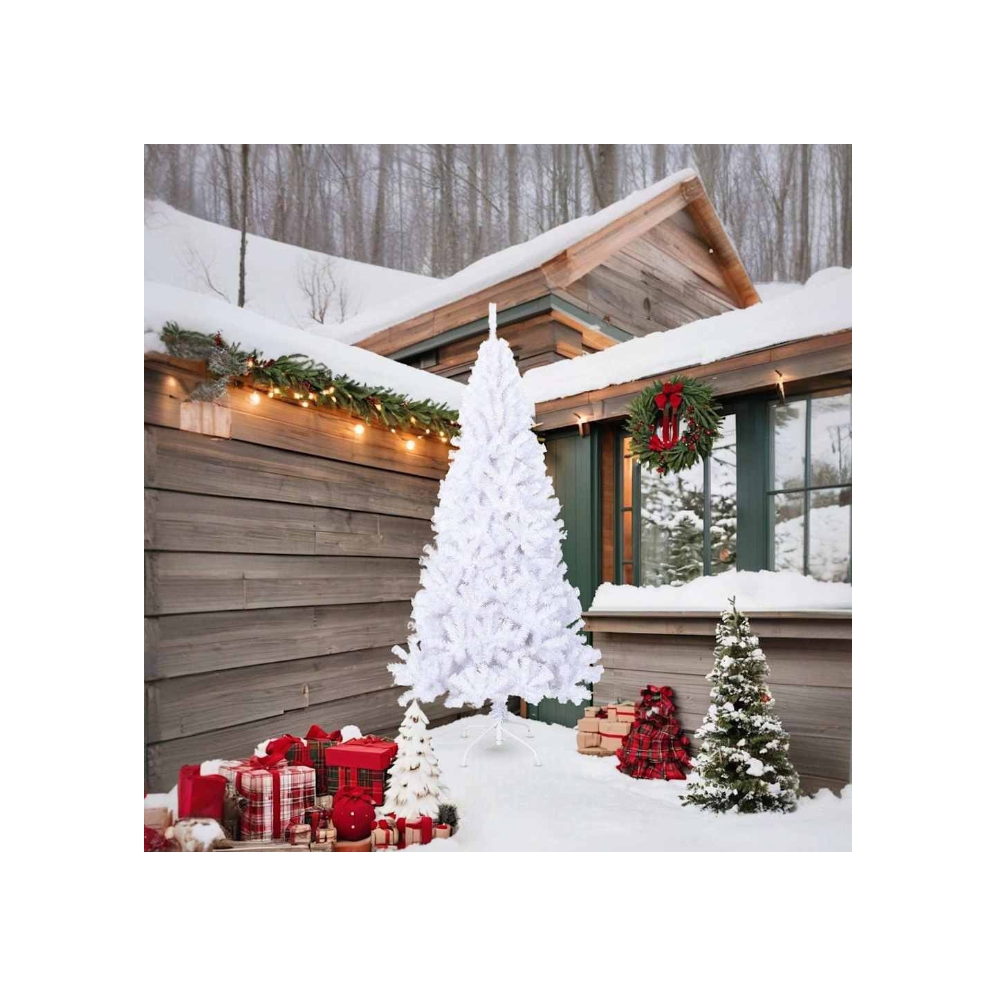 Arbre de Noël artificiel avec branches épaisses blanc 210cm PVC
