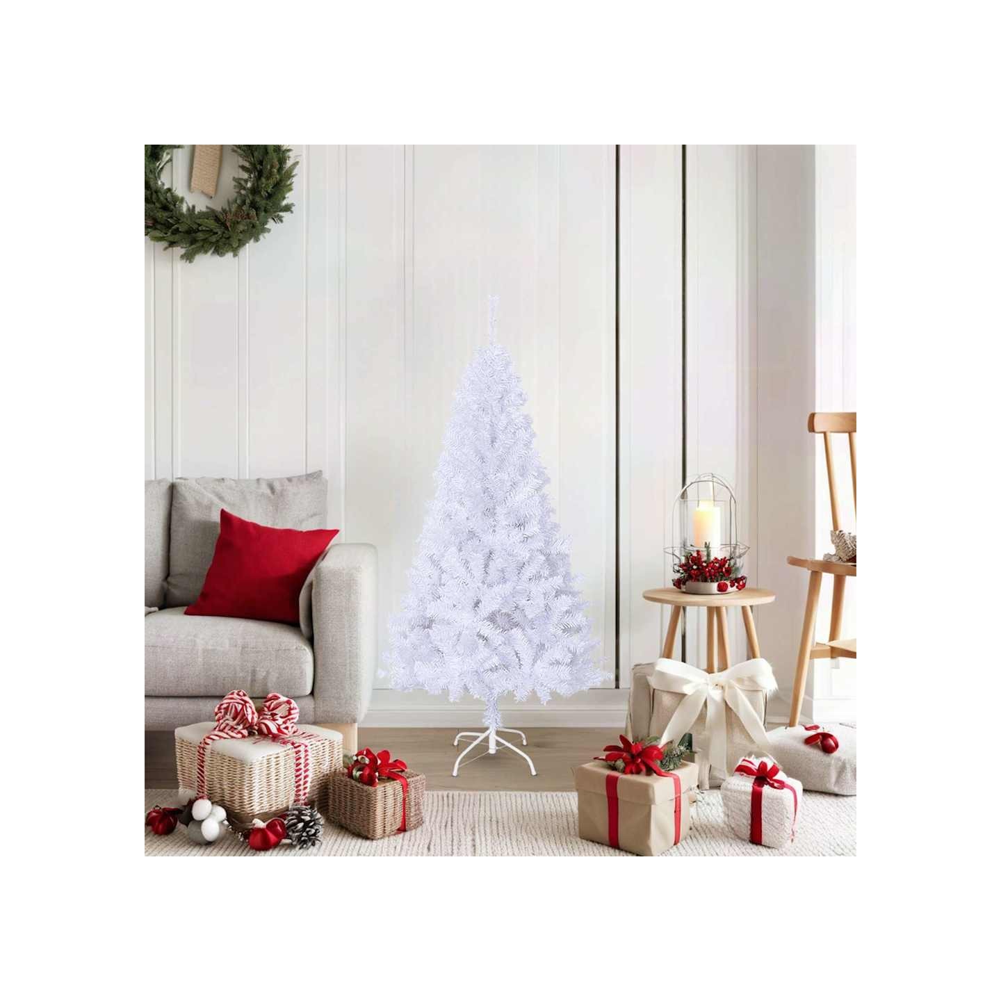 Arbre de Noël artificiel avec branches épaisses blanc 150cm PVC
