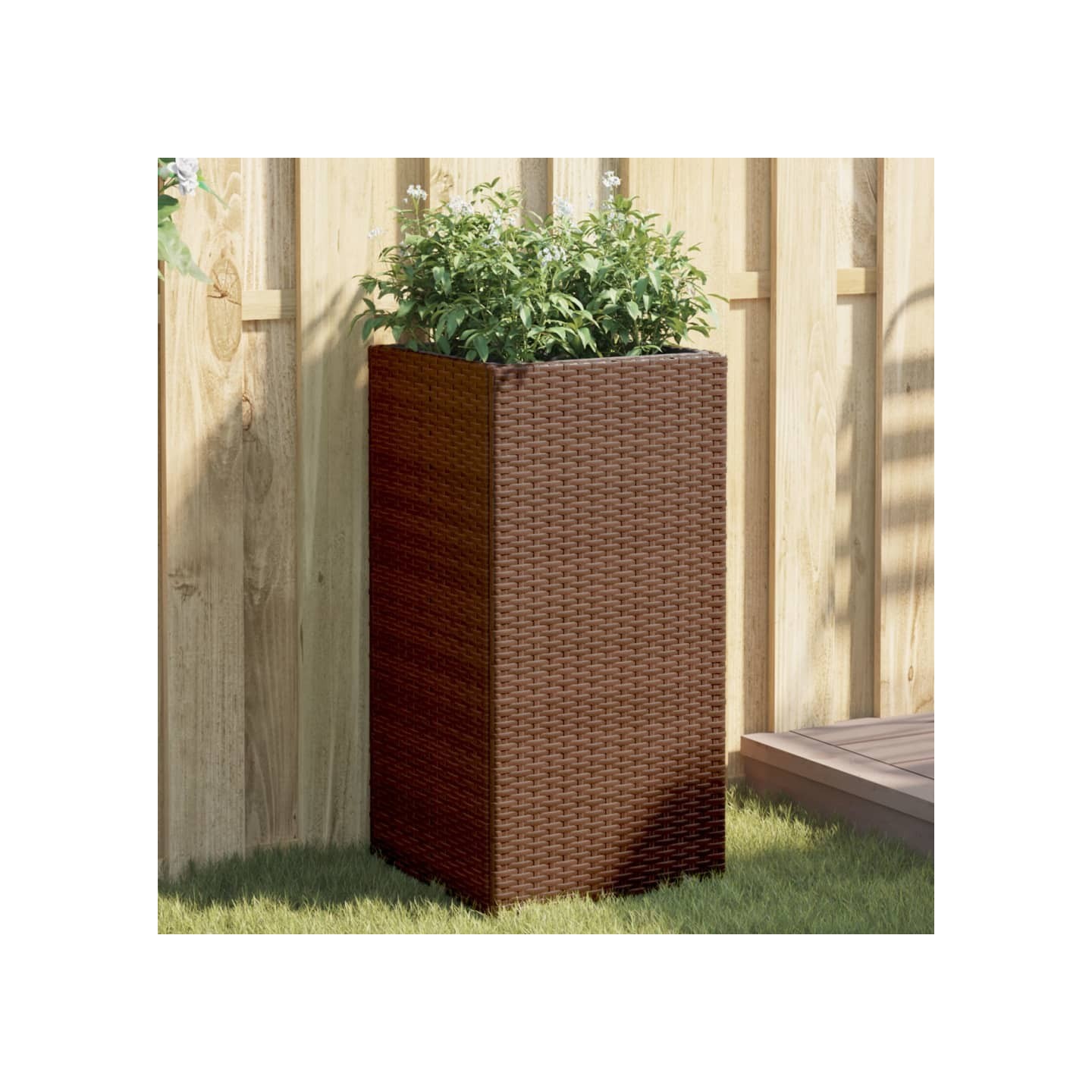 Jardinières 2 pcs marron 40x40x80 cm résine tressée