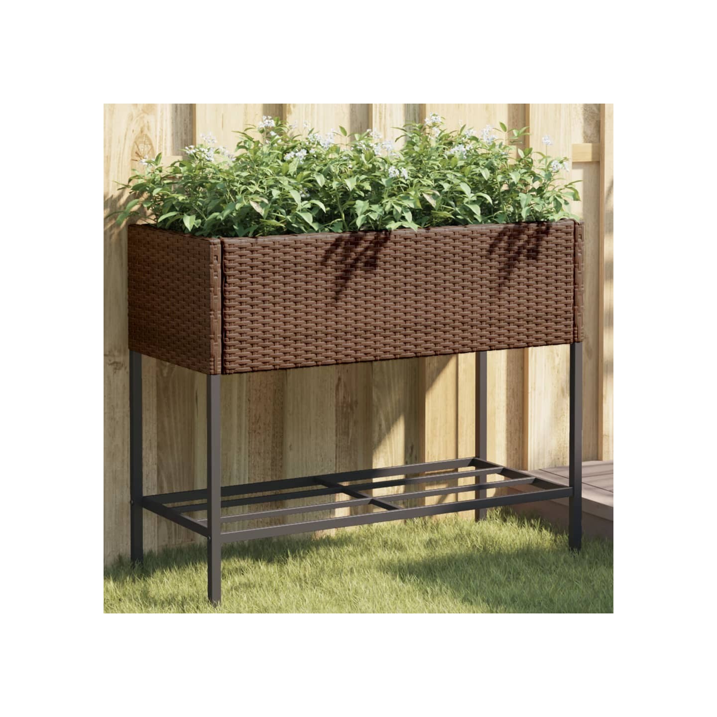 Jardinières avec étagère 2 pcs brun 90x40x75 cm résine tressée