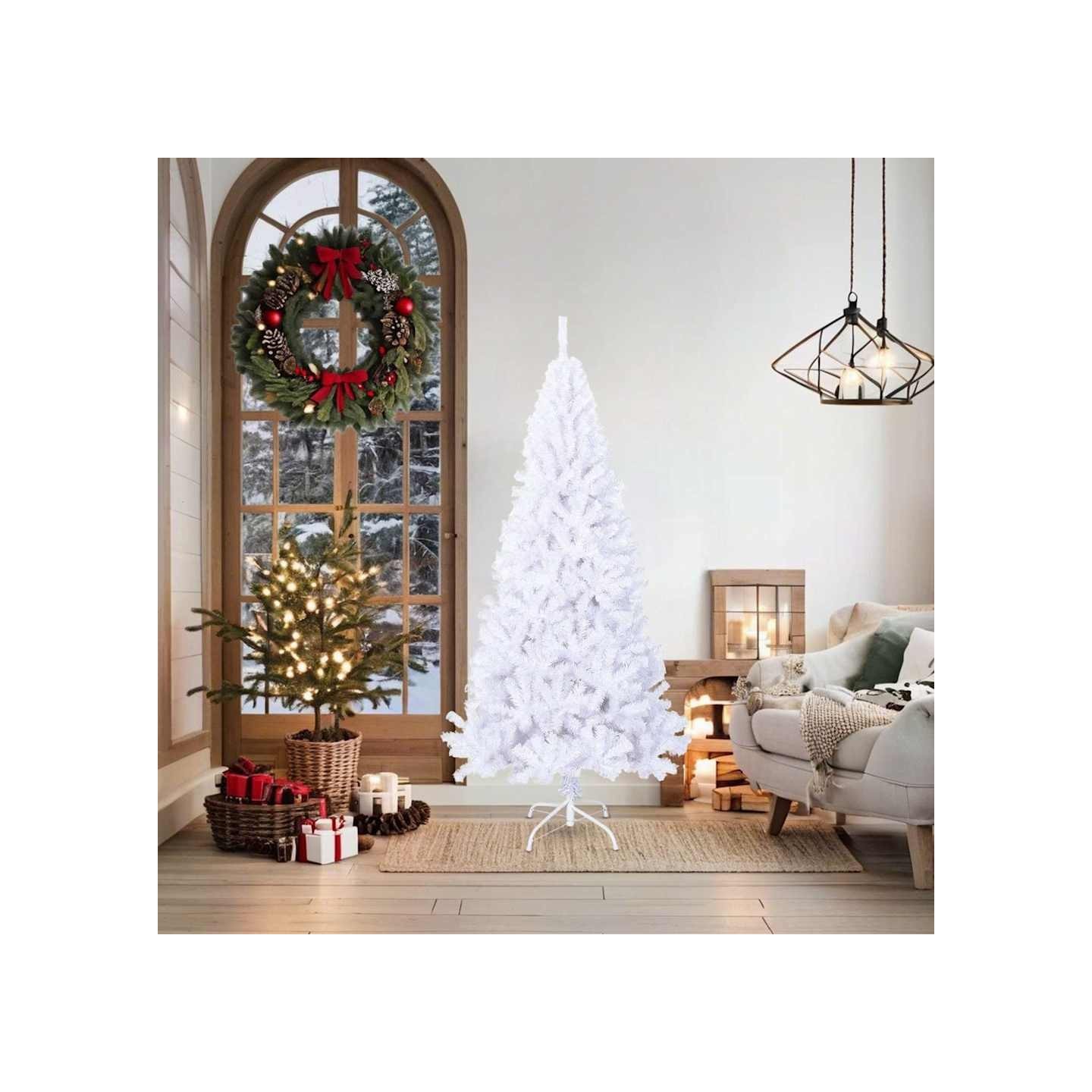 Arbre de Noël artificiel avec branches épaisses blanc 180cm PVC