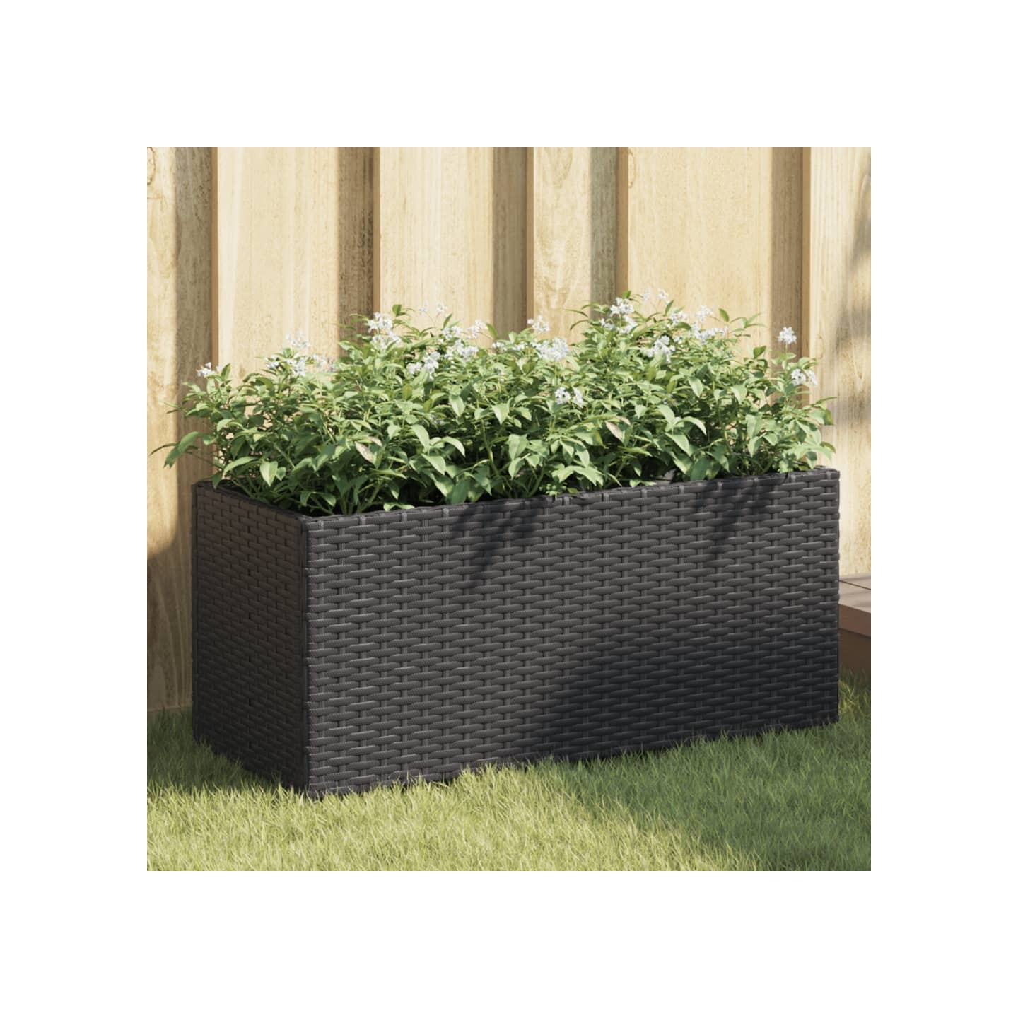 Jardinières avec 2 pots 2 pcs noir 72x30x32 cm résine tressée