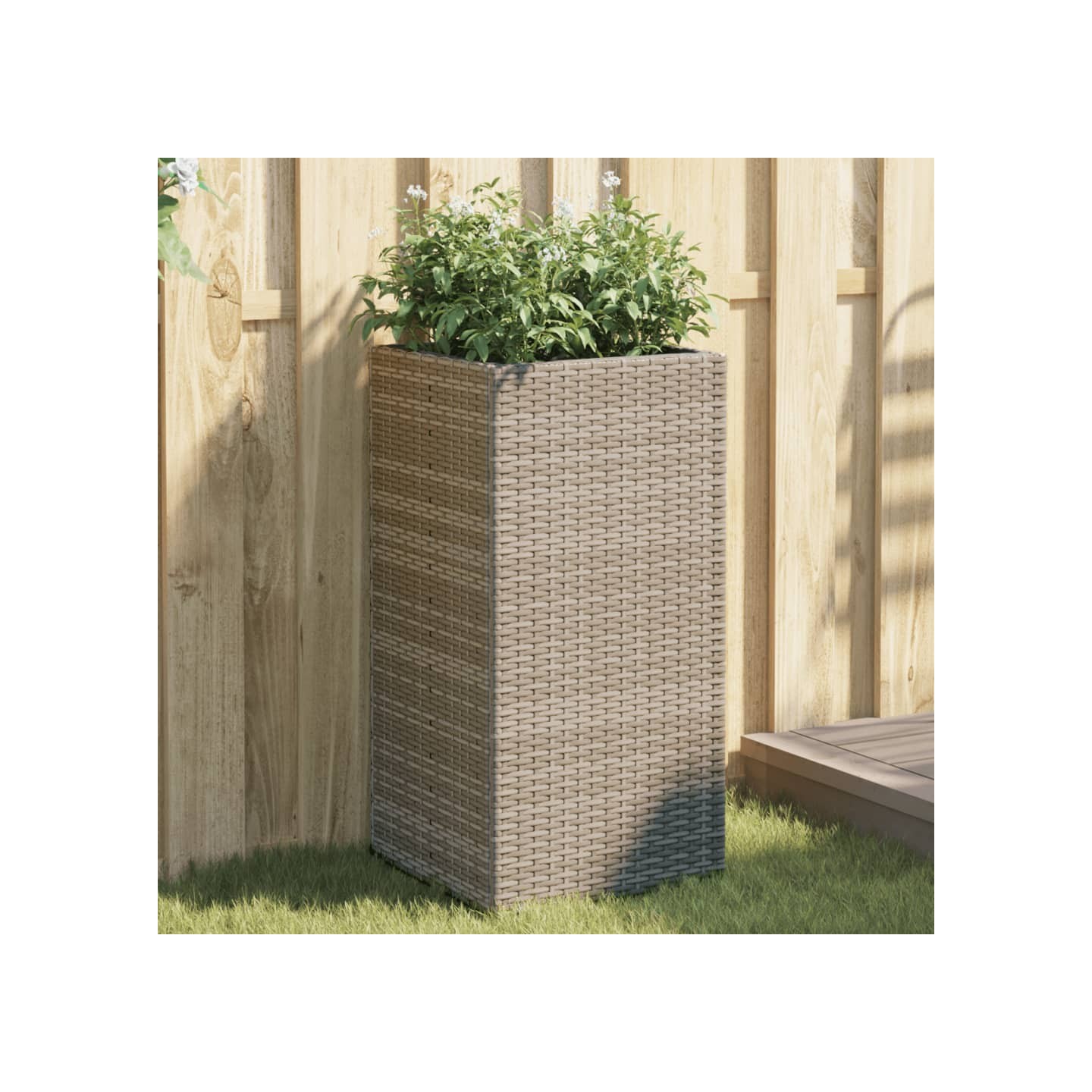 Jardinières 2 pcs gris 40x40x80 cm résine tressée