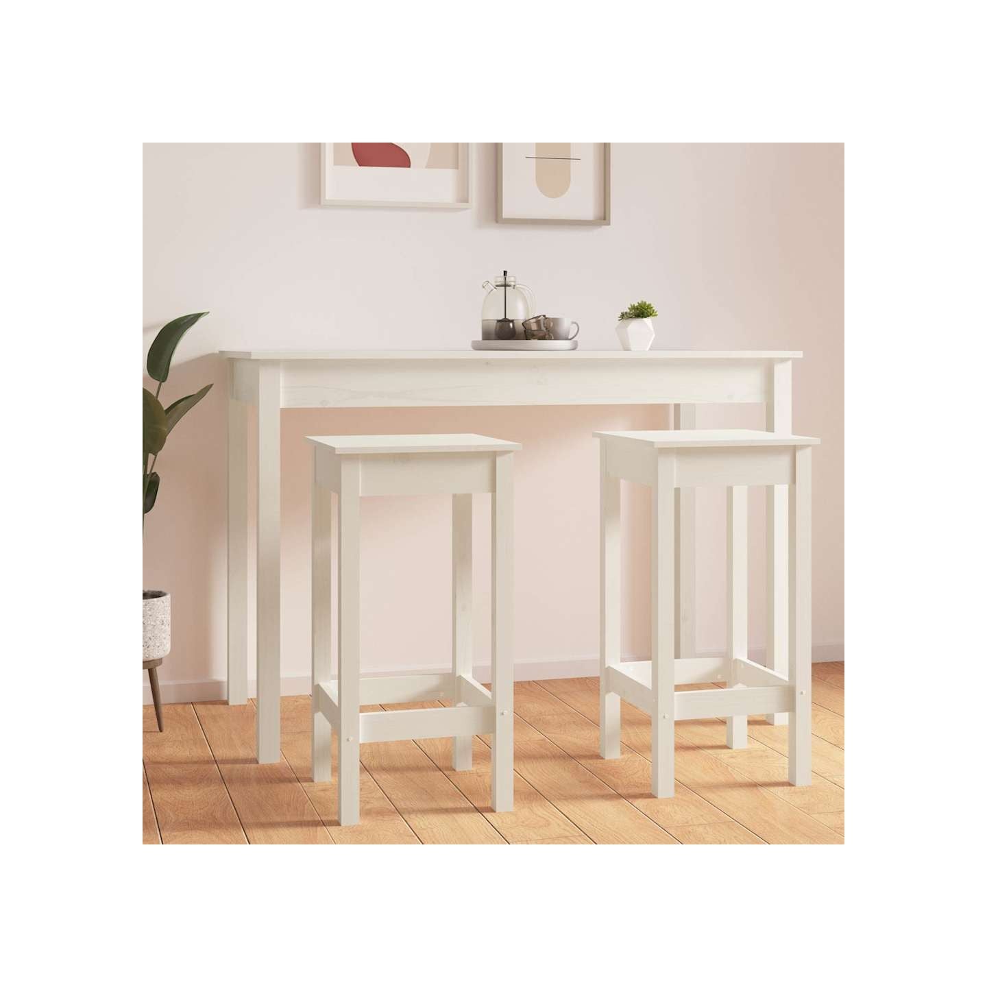 Chaises de bar lot de 2 blanc 40x40x78 cm bois de pin solide