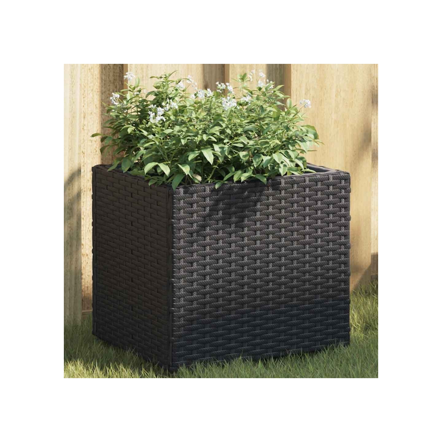 Jardinières 2 pcs noir 36x30x32 cm résine tressée