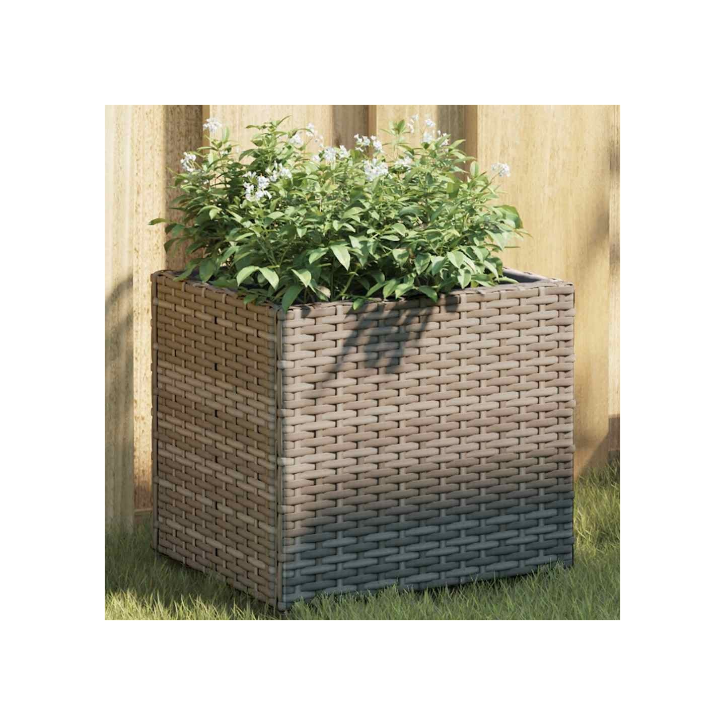 Jardinières 2 pcs gris 36x30x32 cm résine tressée