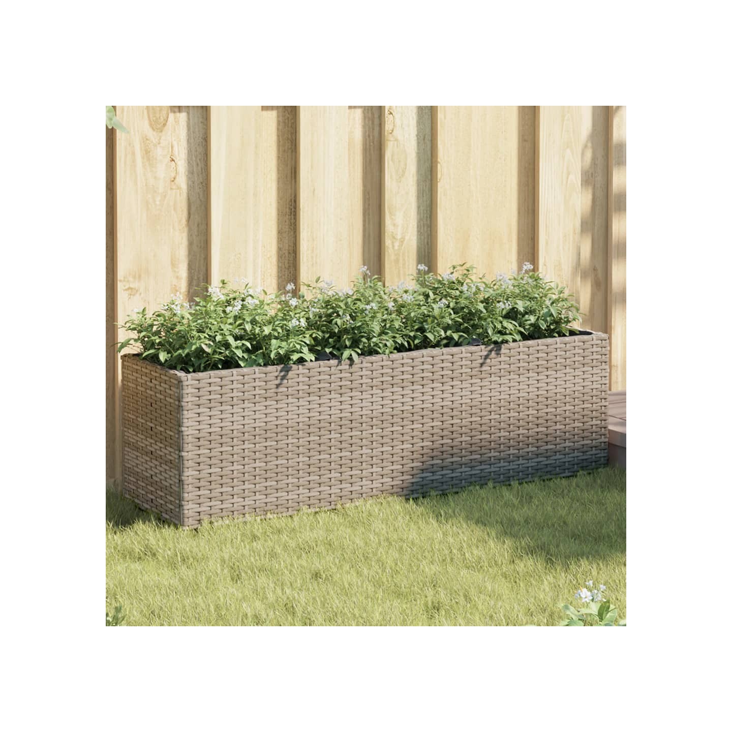 Jardinières avec 3 pots 2 pcs gris 105x30x32 cm résine tressée
