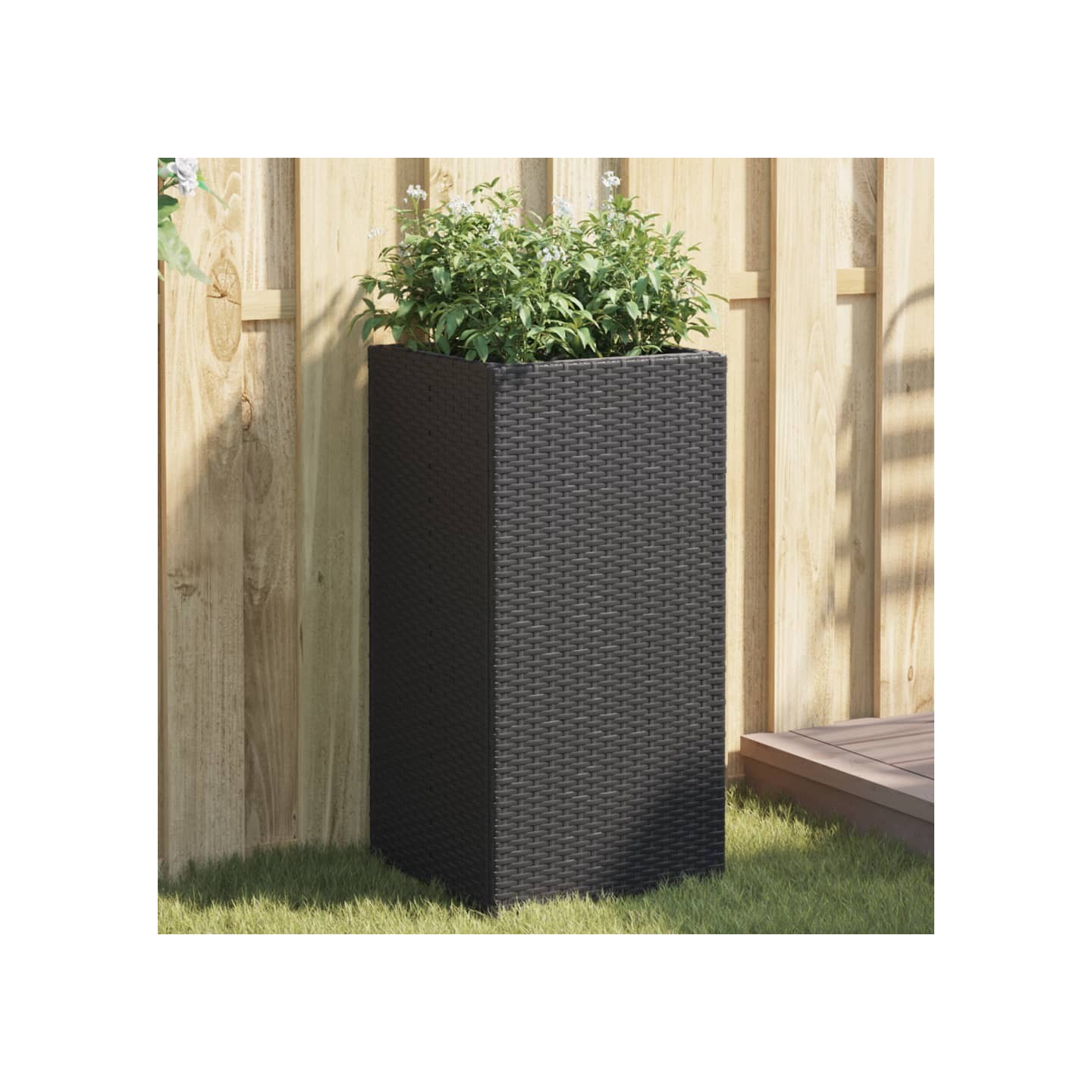 Jardinières 2 pcs noir 40x40x80 cm résine tressée
