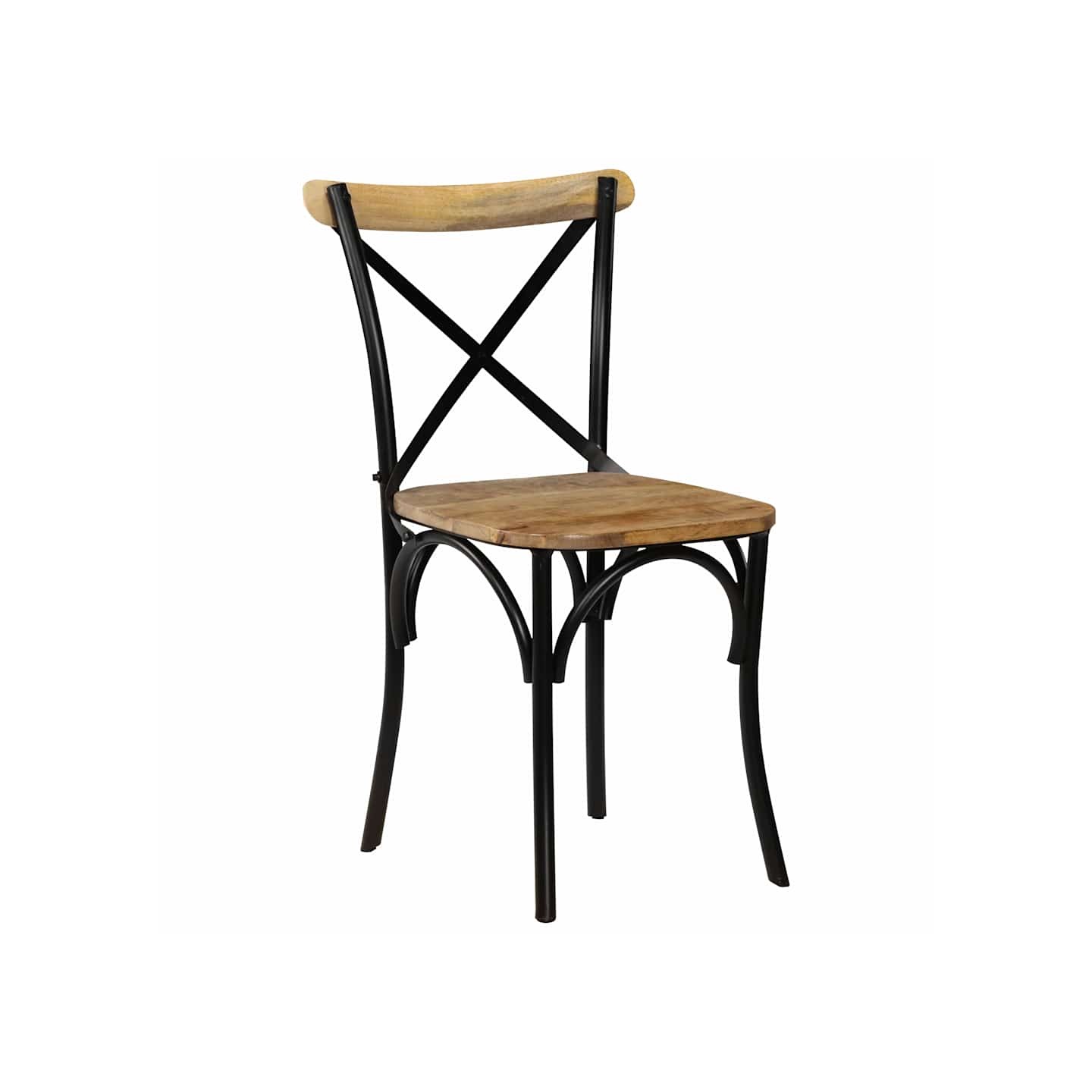 Chaises à dossier croisé lot de 2 noir bois de manguier solide