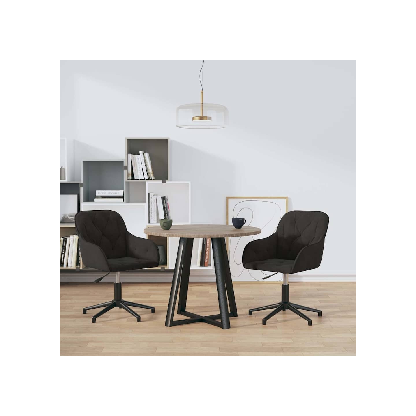 Chaises pivotantes à manger lot de 2 Noir Velours
