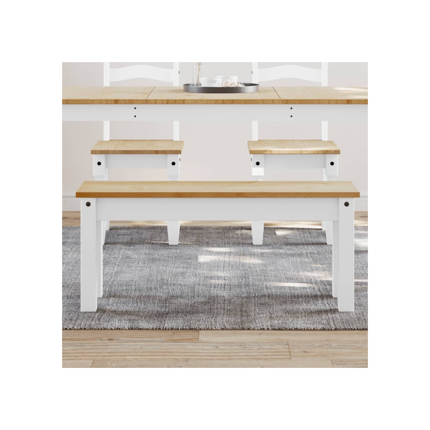 Banc à manger Panama blanc 105x30x45 cm bois massif de pin
