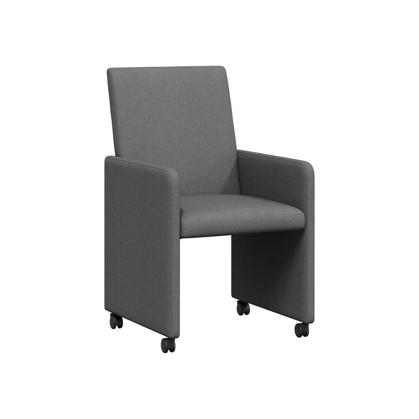 Chaises de Salle à Manger avec Roues 2 pc tissu Gris foncé
