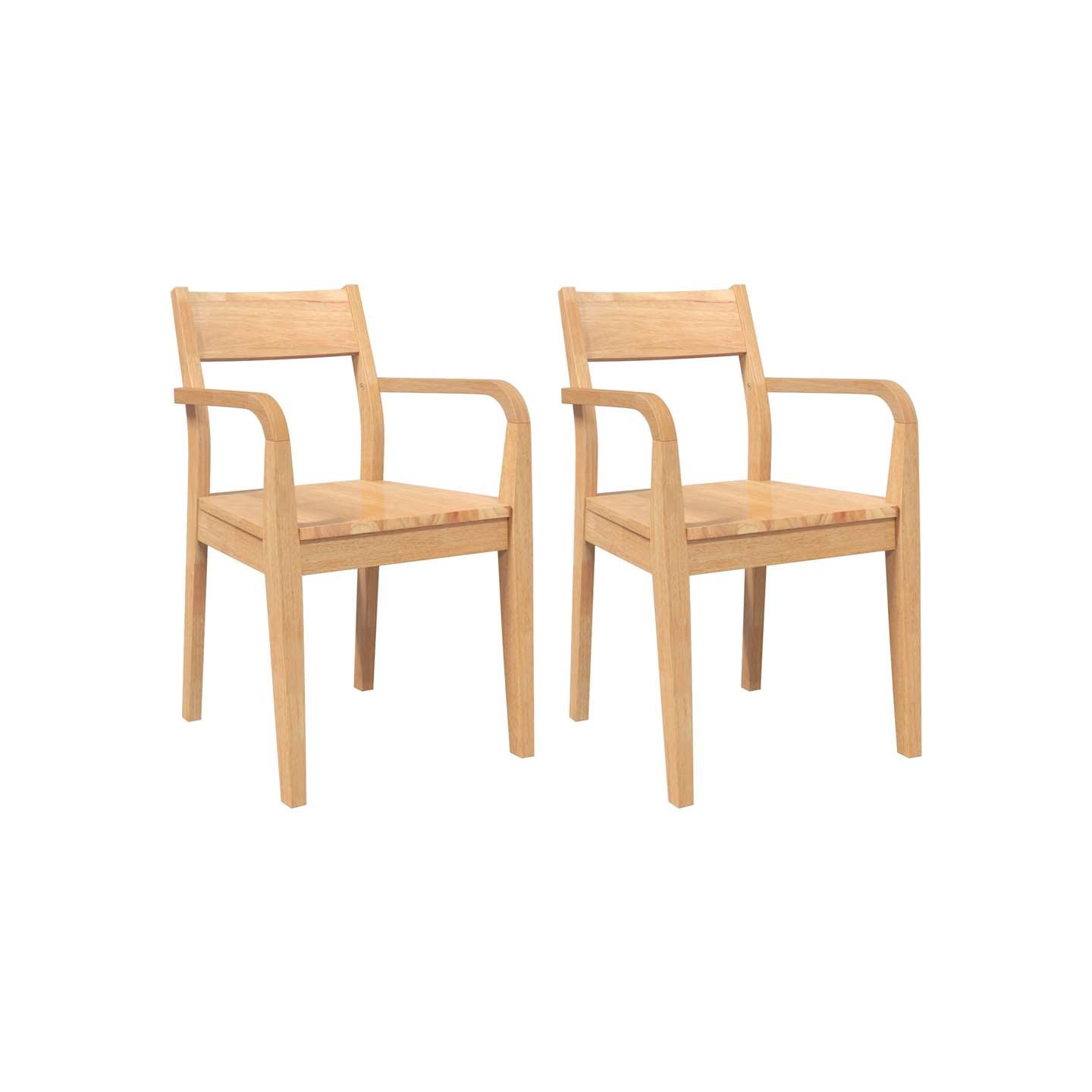 Chaises à manger 2 pcs bois massif naturel caoutchouc