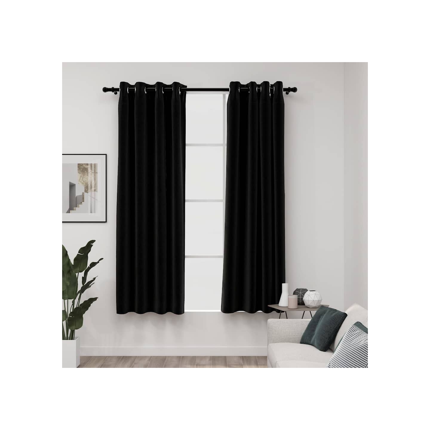 Rideaux occultants Aspect de lin 2 pcs Anthracite 140x175 cm