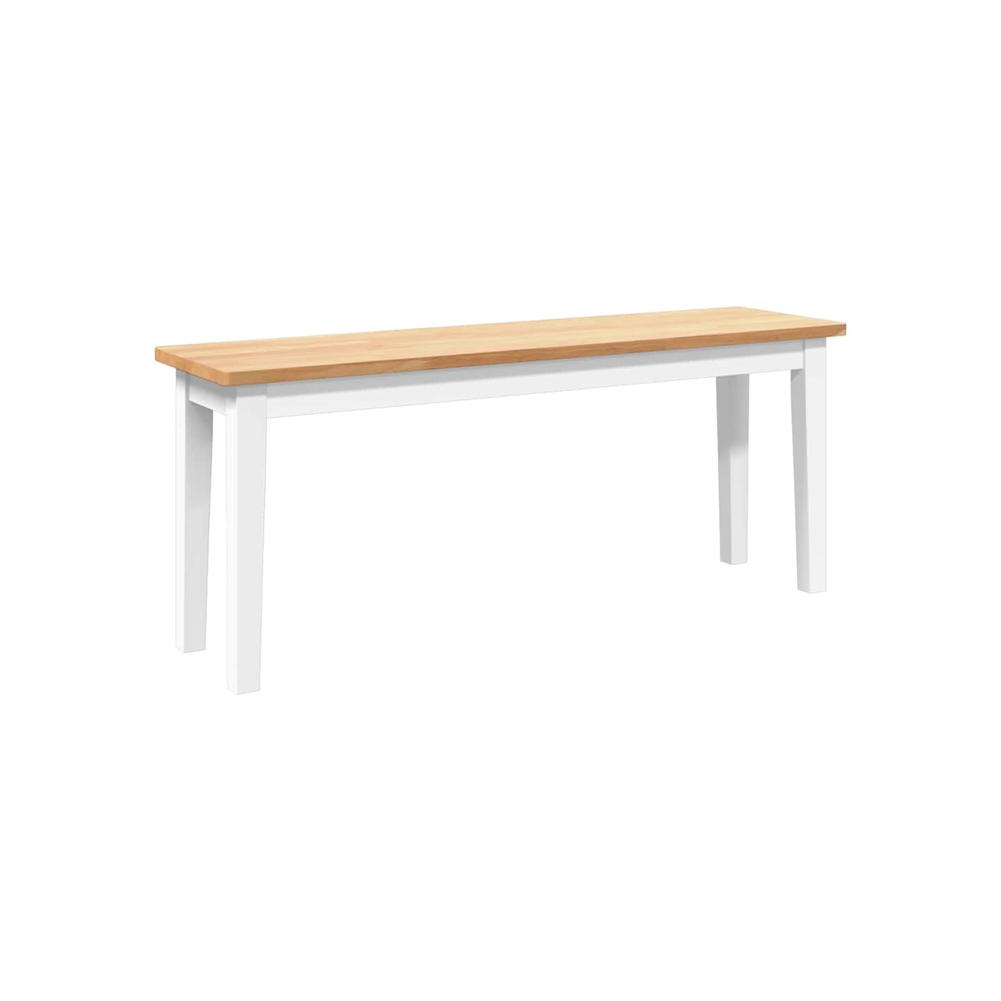 Banc 110 cm blanc bois massif caoutchouc