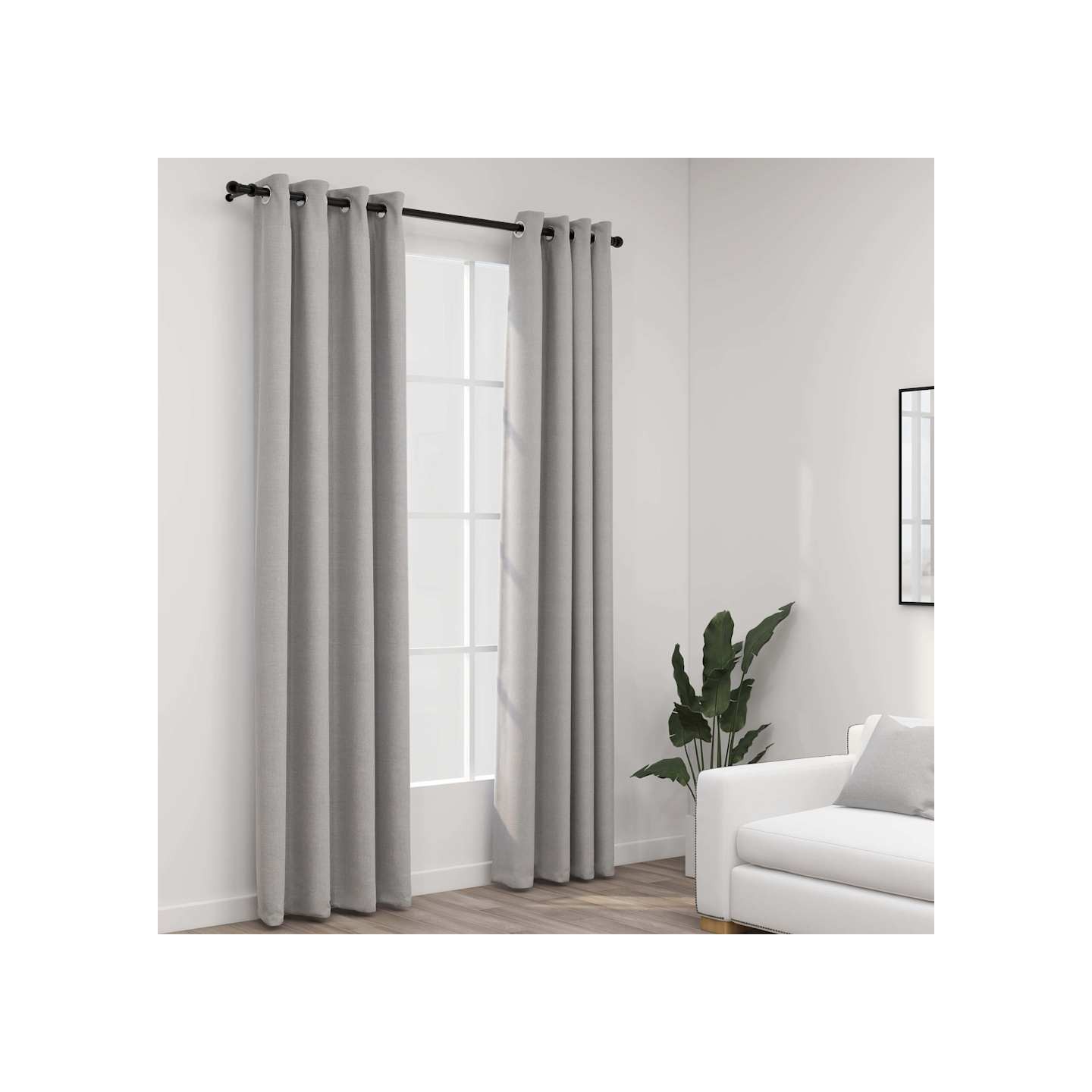 Rideaux occultants Aspect lin avec œillets 2 pcs Gris 140x245cm