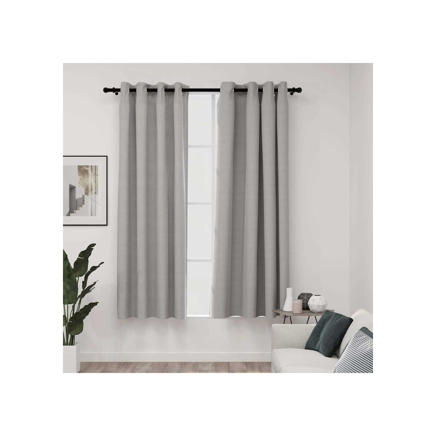 Rideaux occultants Aspect lin avec œillets 2 pcs Gris 140x175cm