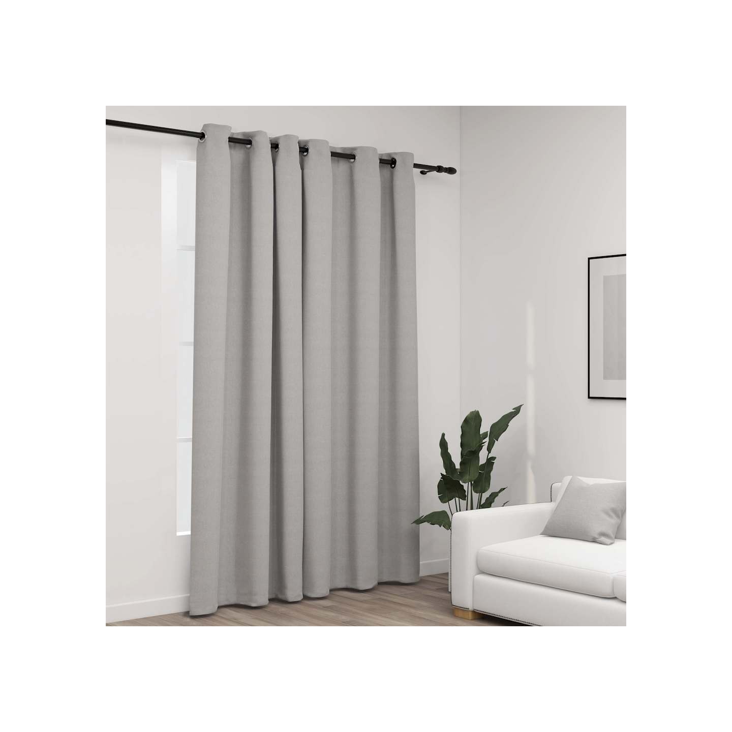 Rideau occultant Aspect de lin avec œillets Gris 290x245 cm