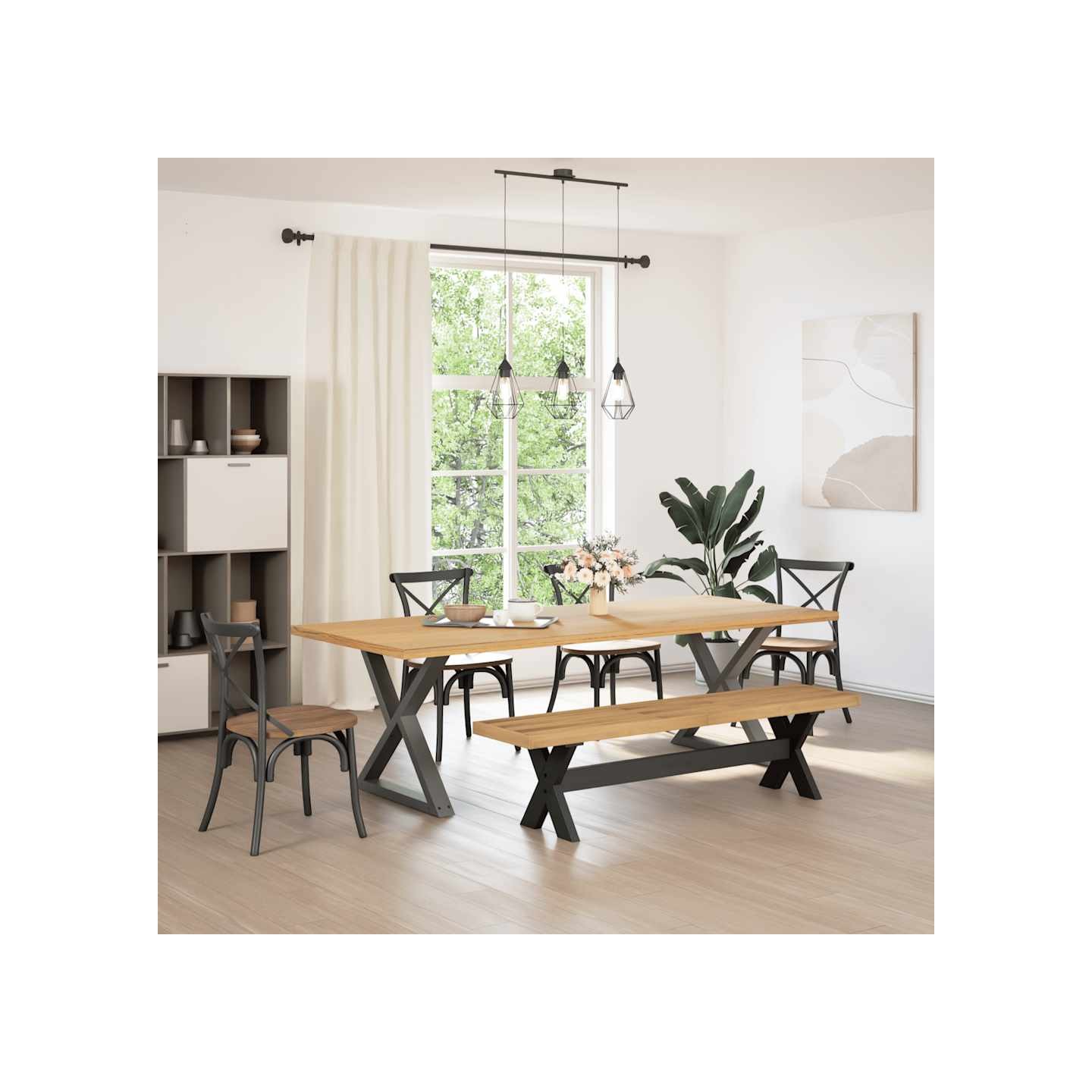 Banc à manger NOAIN pieds en forme de X 180x40x45 cm massif pin