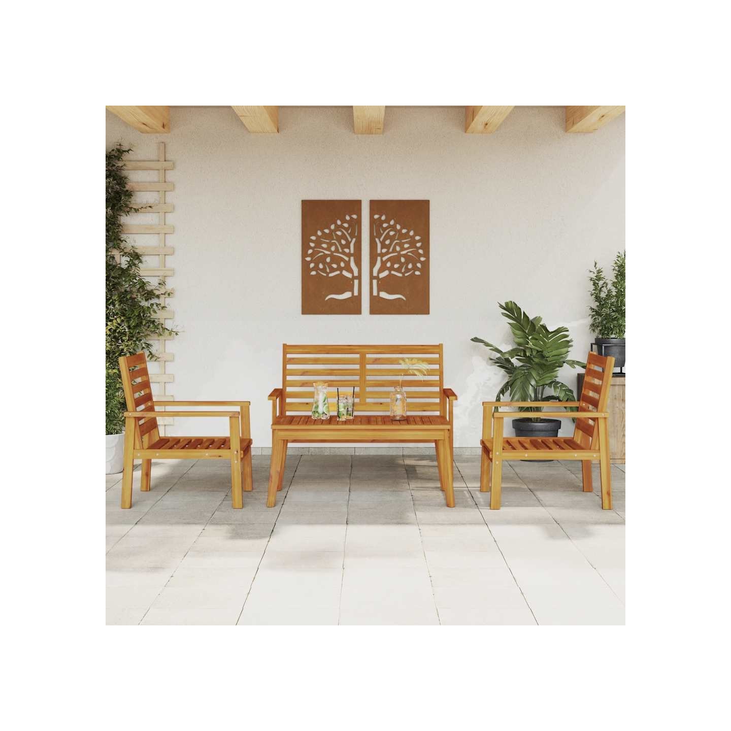 Salon de jardin 4 pcs bois d'acacia solide