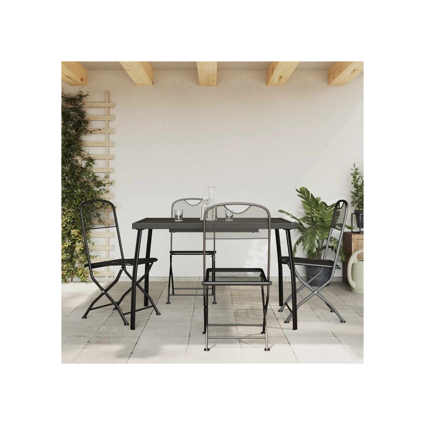Ensemble à manger de jardin 5 pcs anthracite métal maille