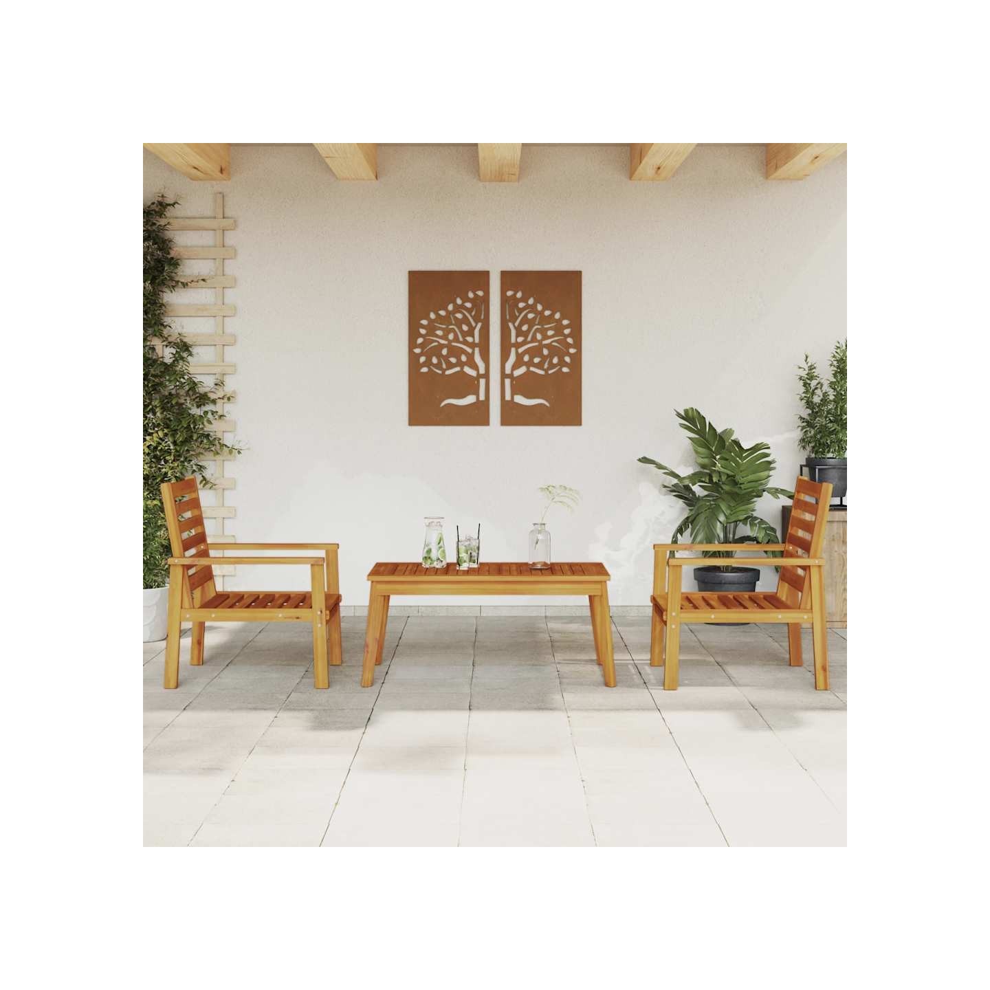 Ensemble de salon de jardin 3 pcs bois d'acacia solide