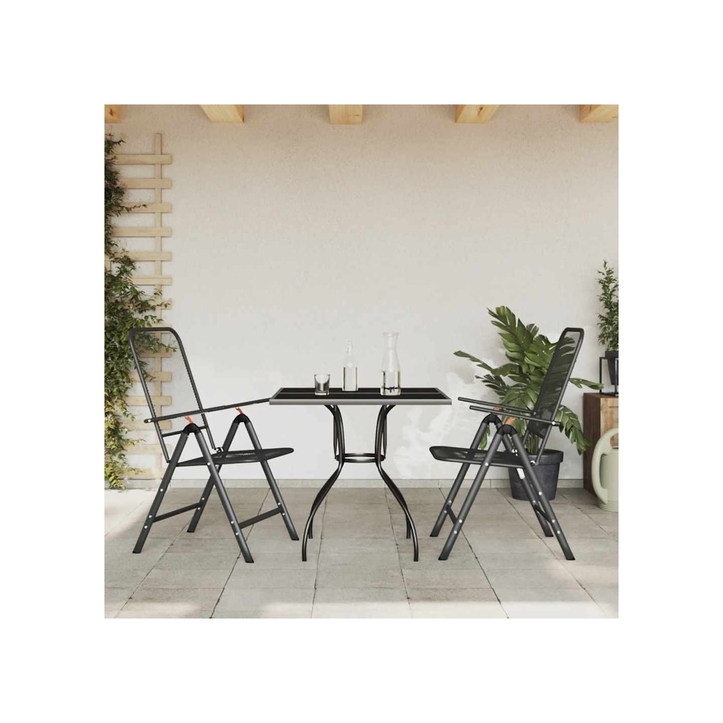 Ensemble à manger de jardin 3 pcs anthracite métal maille